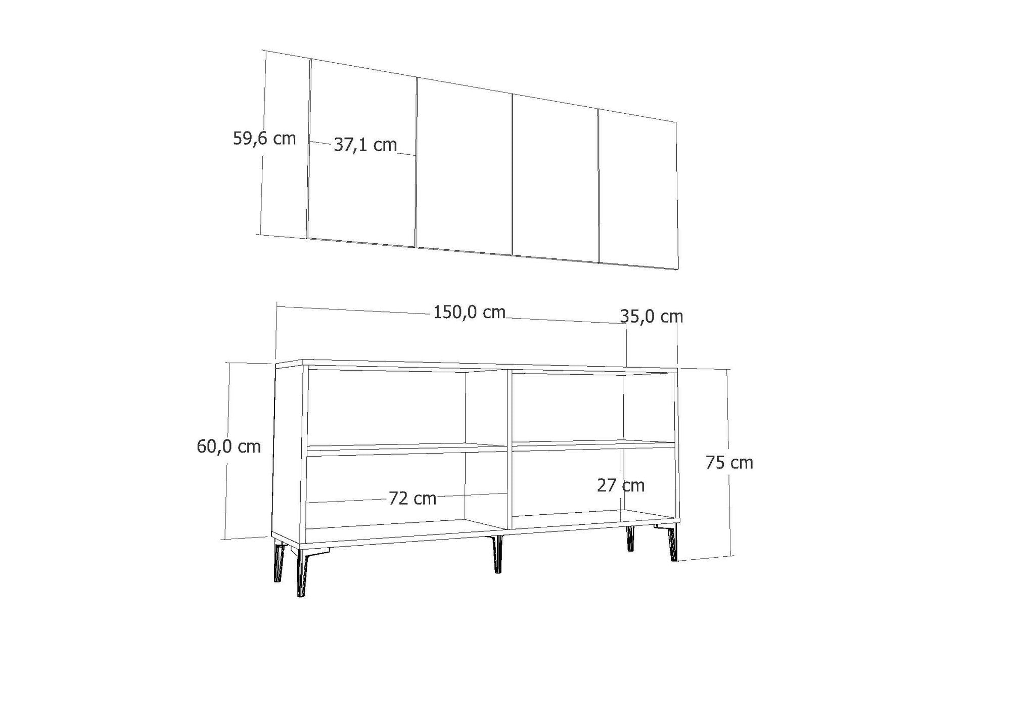 Aparador em MDF revestido de melamina – 150 cm – Branco