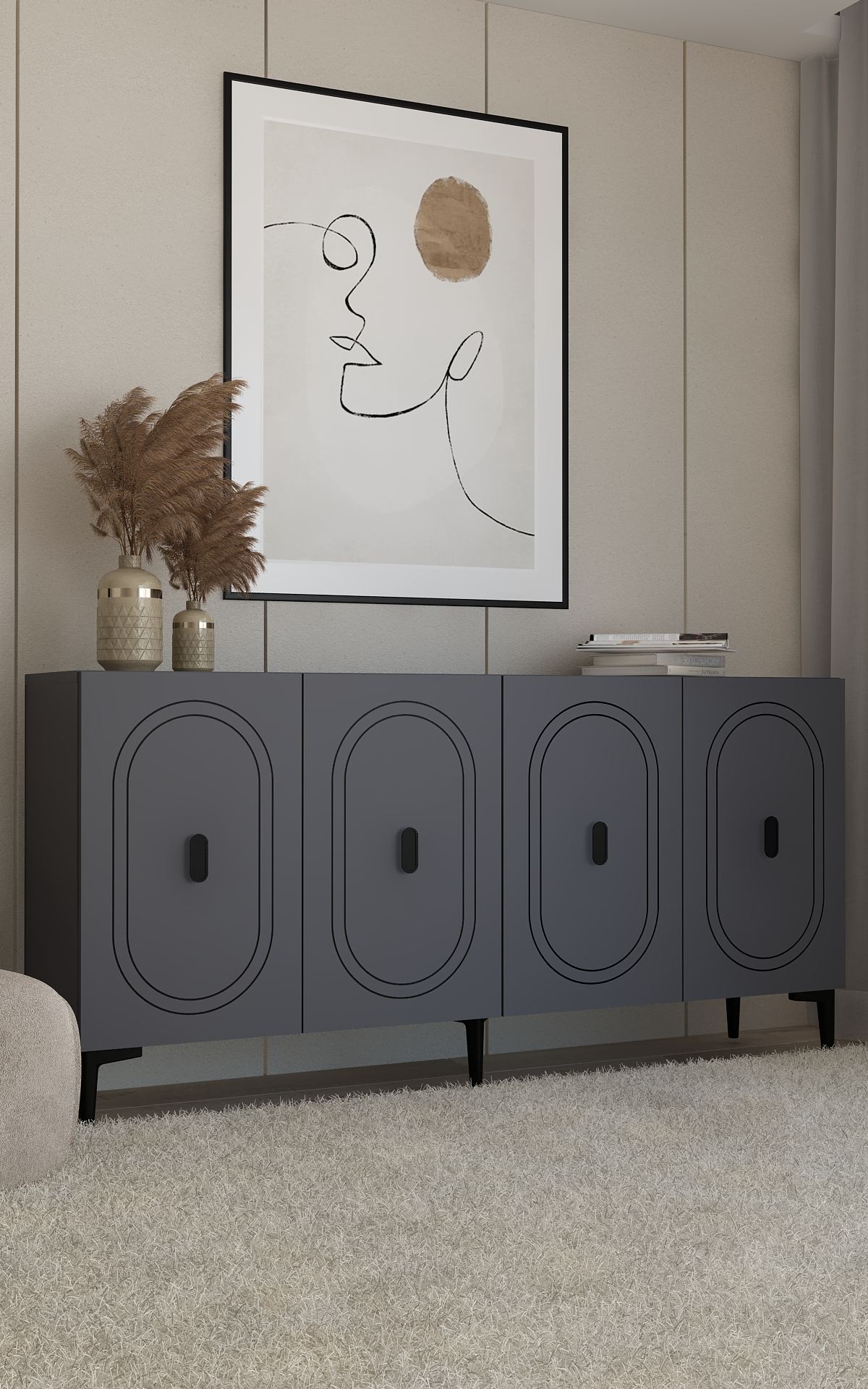 Aparador – 150 cm x 75 cm x 35 cm – Antracite – Aglomerado