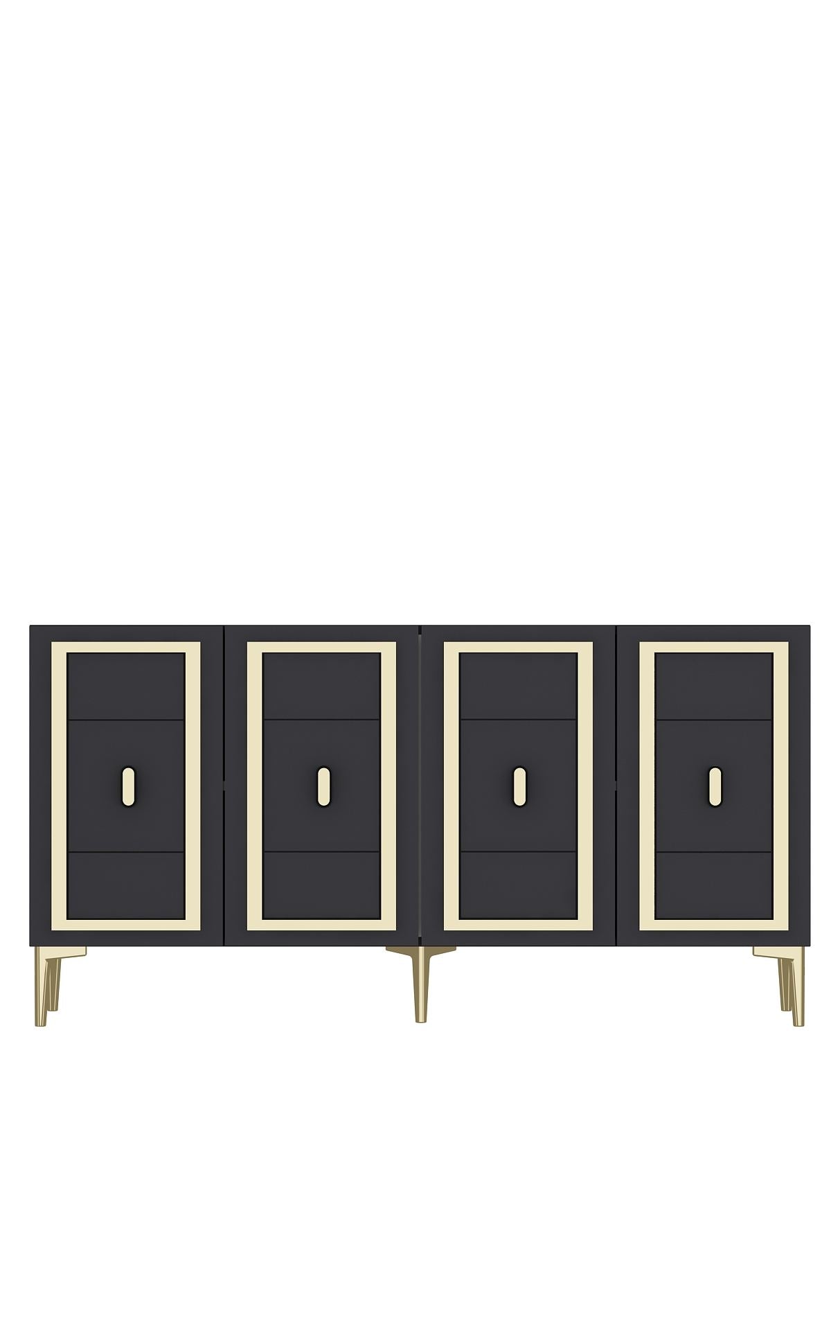 Aparador – 150cm x 75cm x 35cm – Antracite e Dourado – Aglomerado