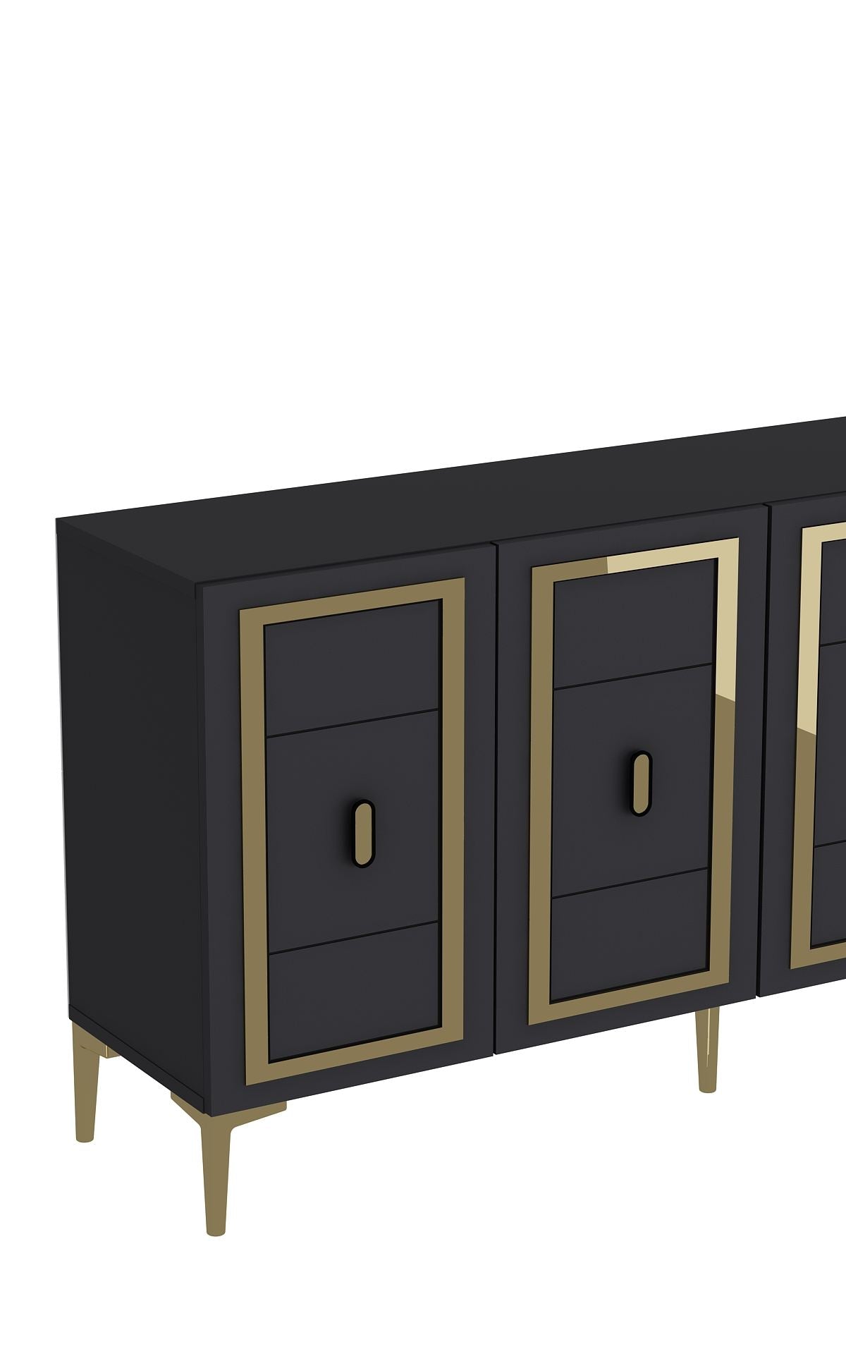 Aparador – 150cm x 75cm x 35cm – Antracite e Dourado – Aglomerado