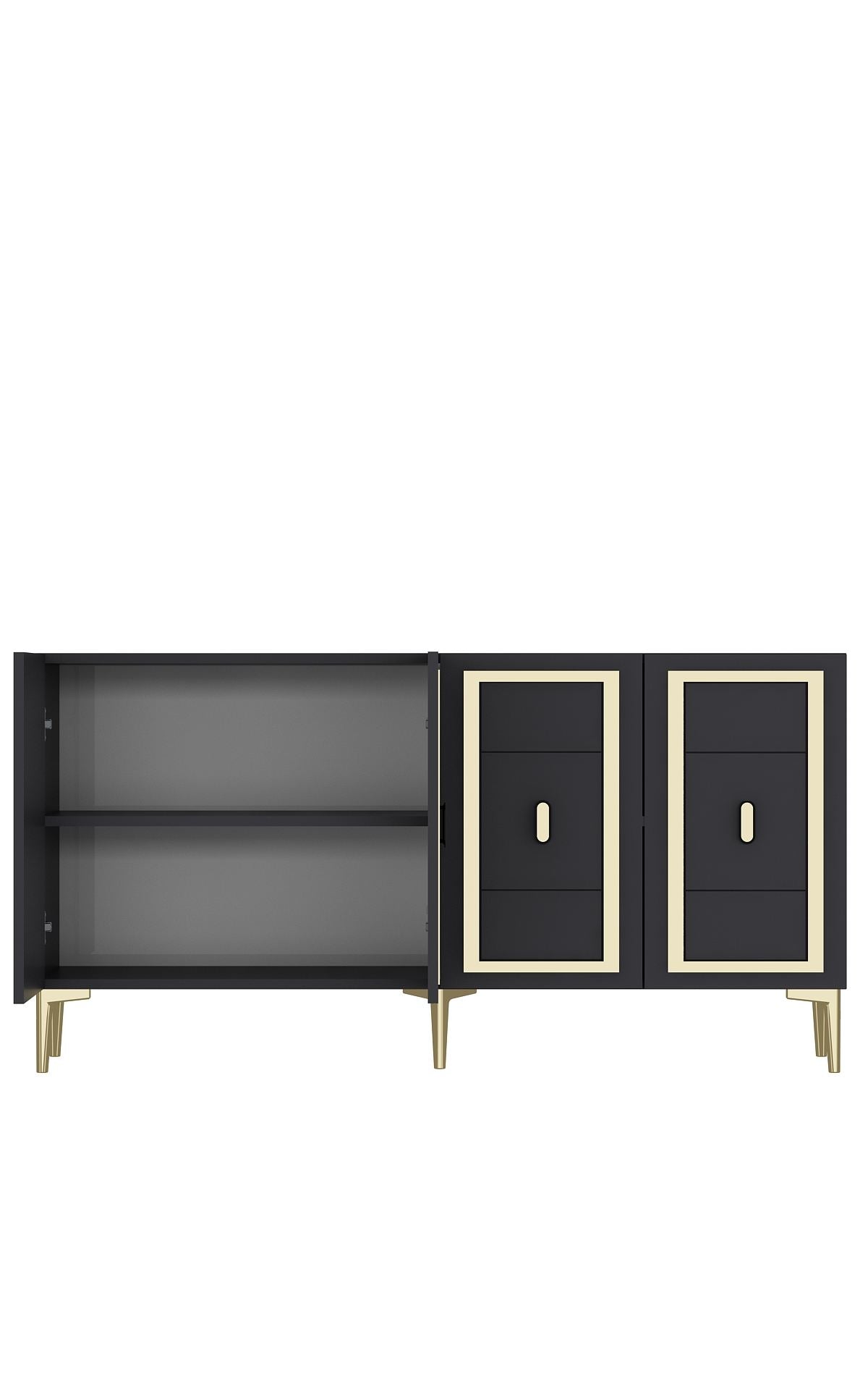 Aparador – 150cm x 75cm x 35cm – Antracite e Dourado – Aglomerado