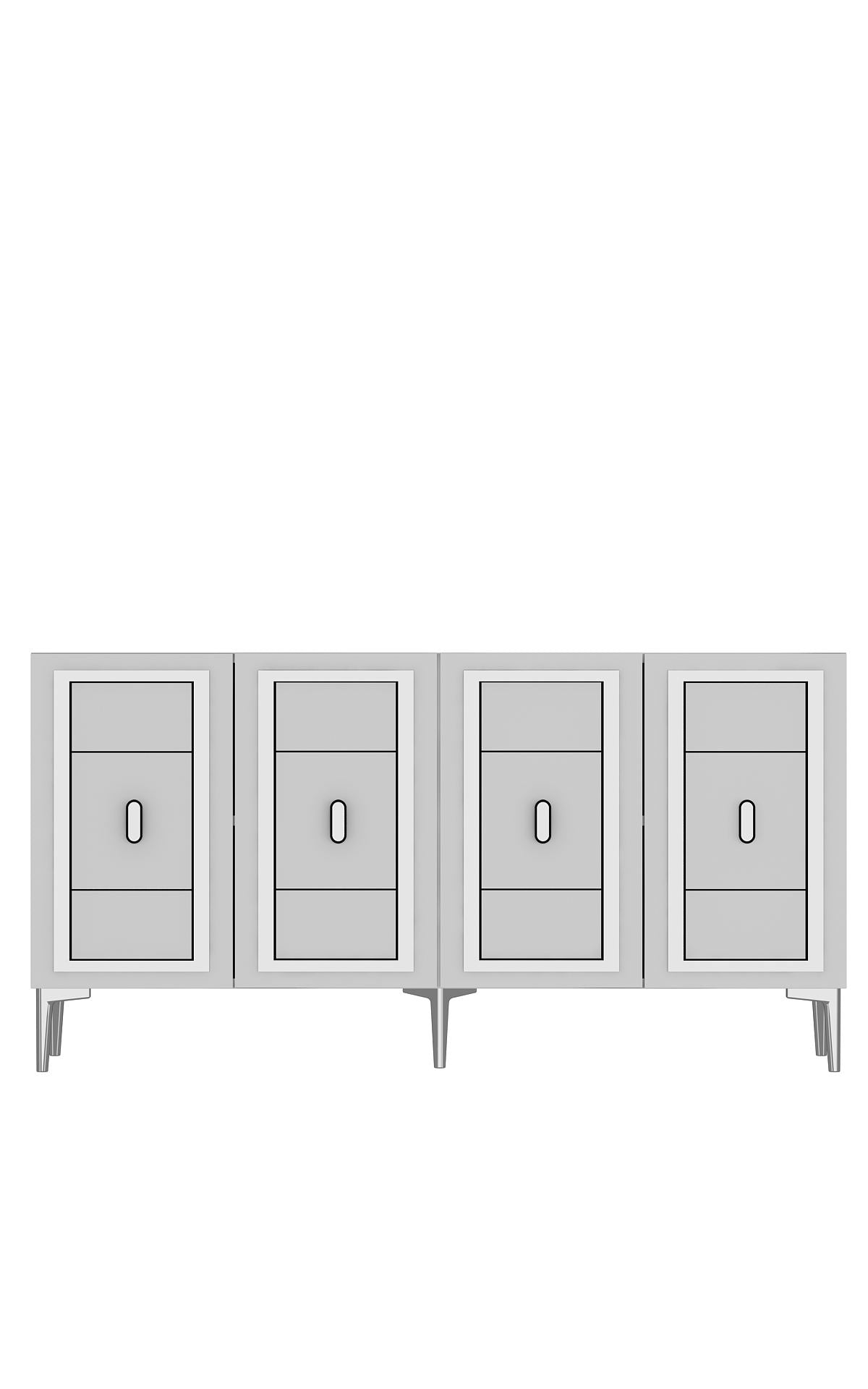 Aparador – 150cm x 75cm x 35cm – Branco e Prata – MDF