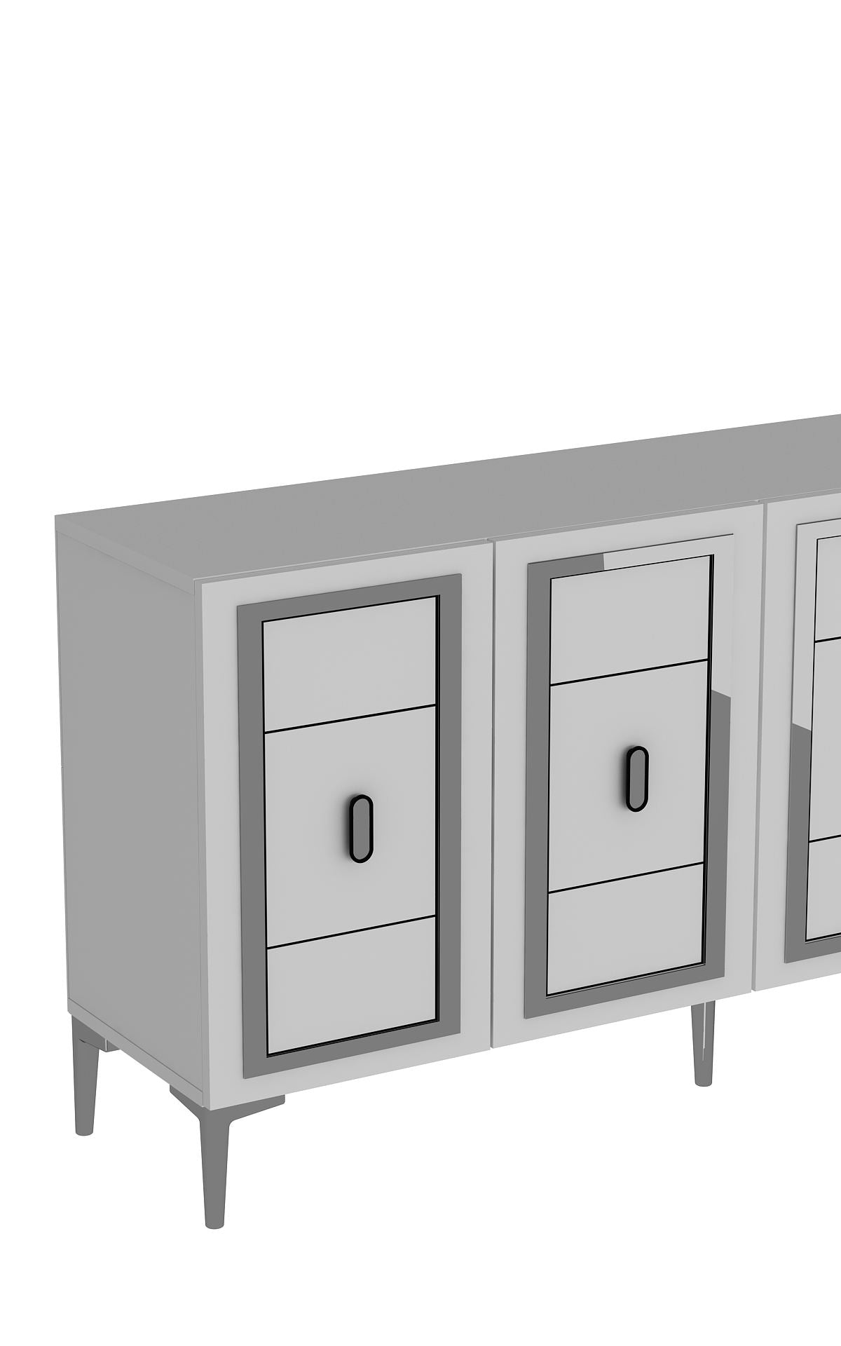 Aparador – 150cm x 75cm x 35cm – Branco e Prata – MDF
