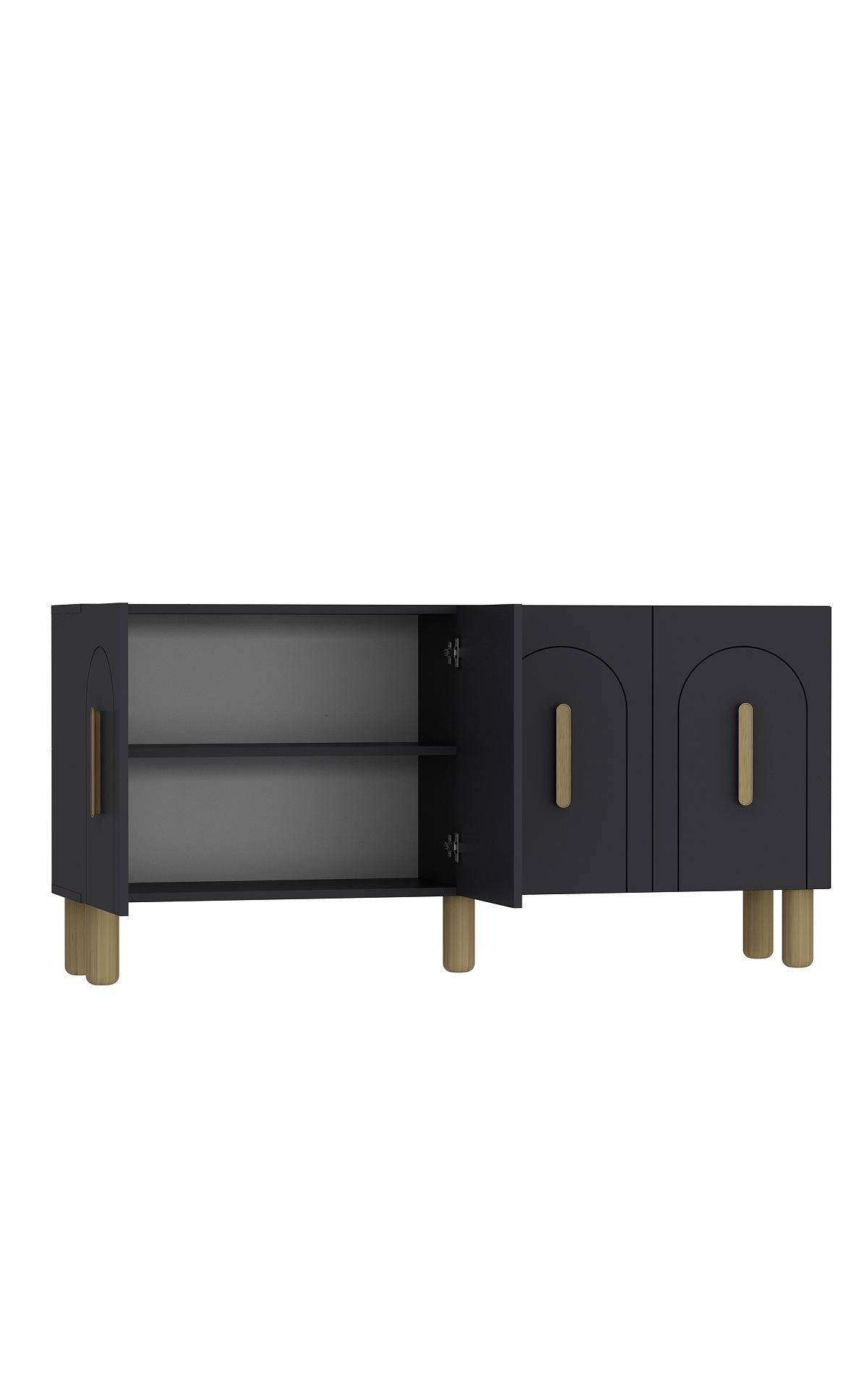 Aparador – 150cm x 75cm x 35cm – Antracite e Carvalho Safira – aglomerado