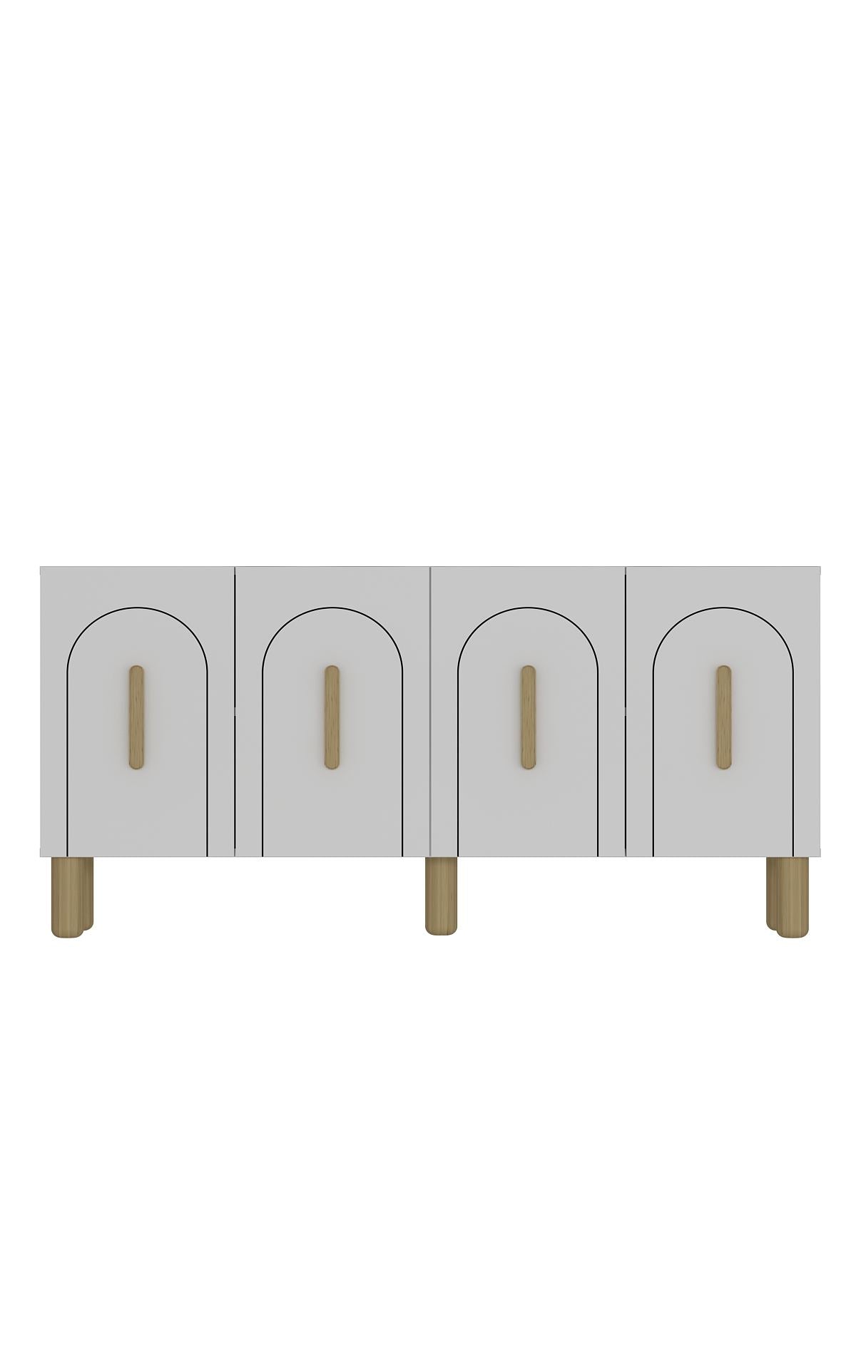Aparador – 150 cm x 75 cm x 35 cm – Branco e Carvalho Safira – Aglomerado