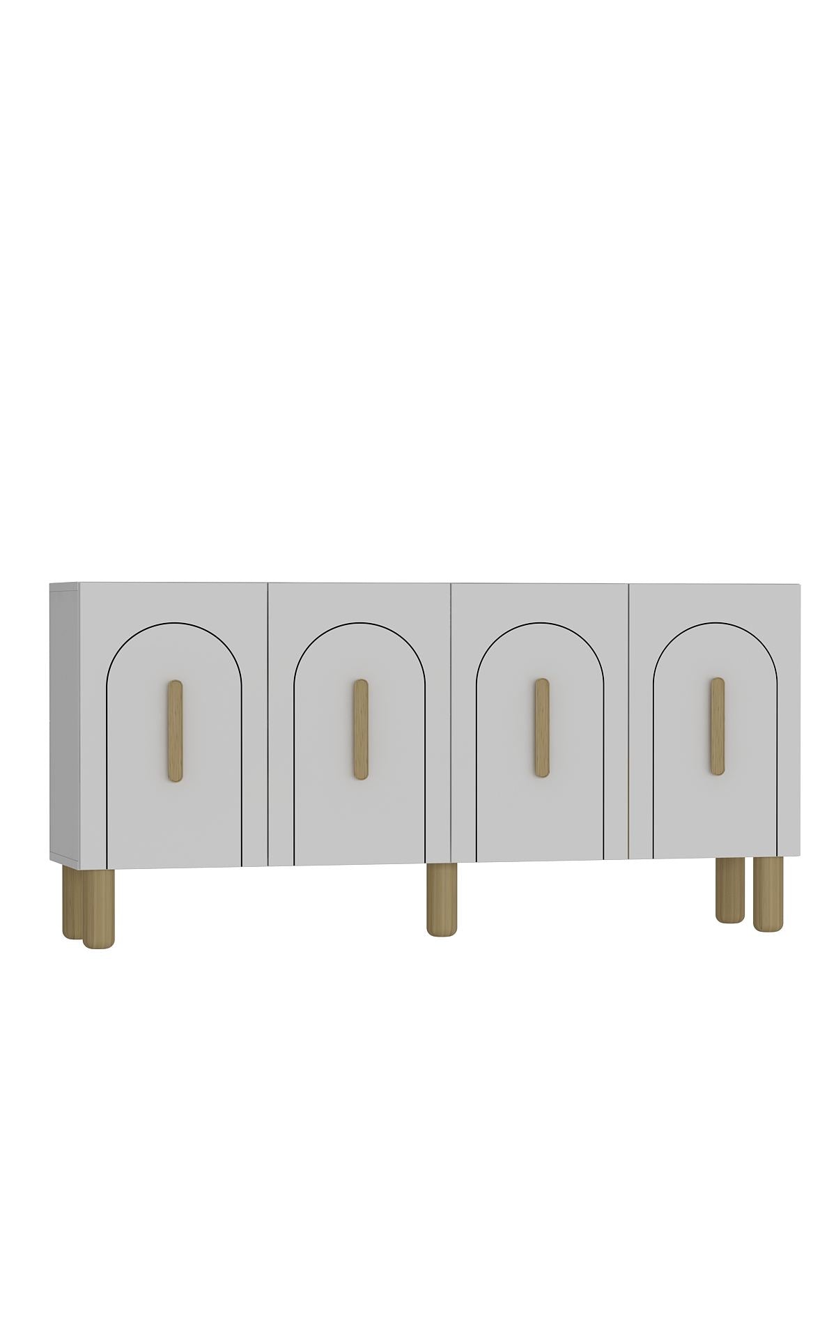 Aparador – 150 cm x 75 cm x 35 cm – Branco e Carvalho Safira – Aglomerado