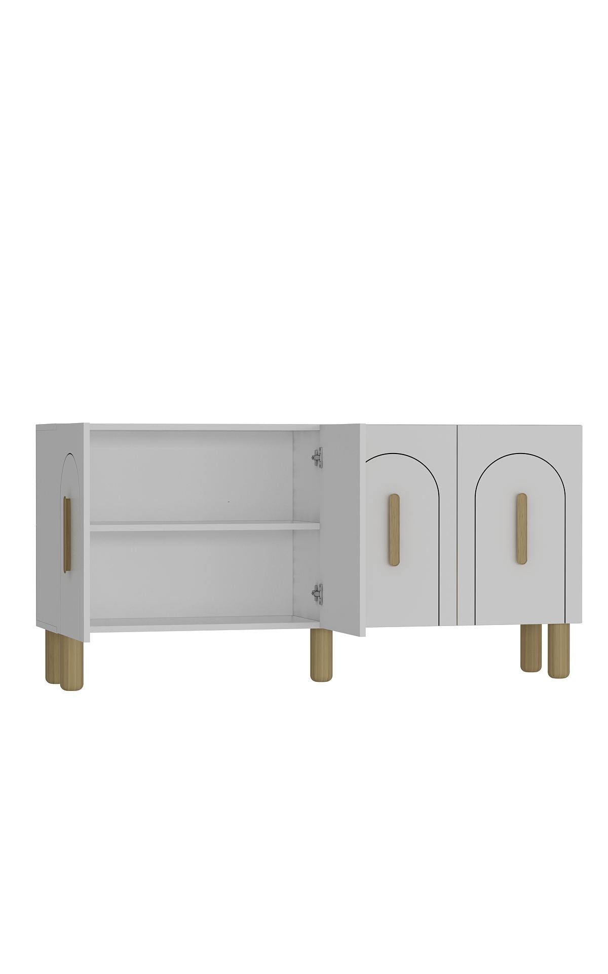 Aparador – 150 cm x 75 cm x 35 cm – Branco e Carvalho Safira – Aglomerado