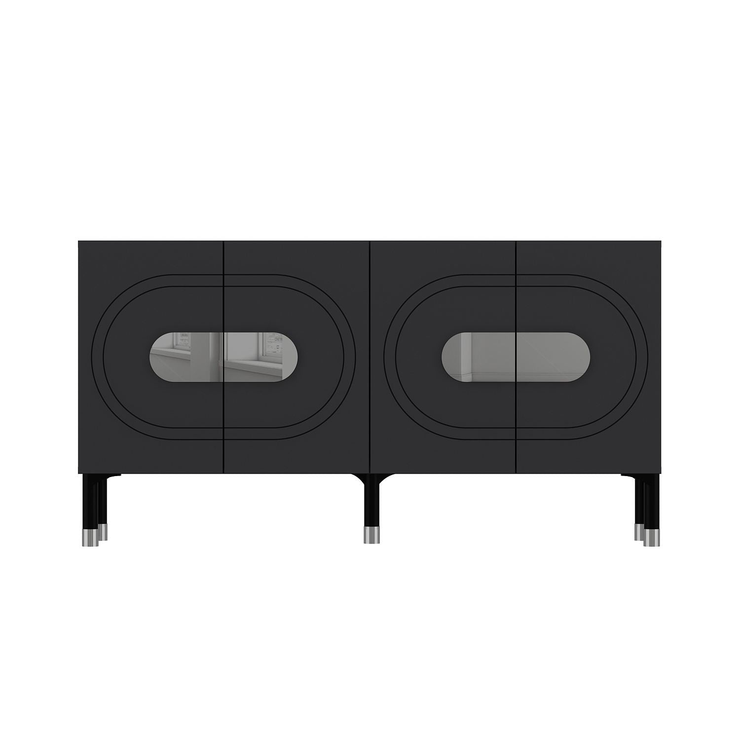 Aparador – 150cm x 75cm x 35cm – Antracite e Prata – MDF