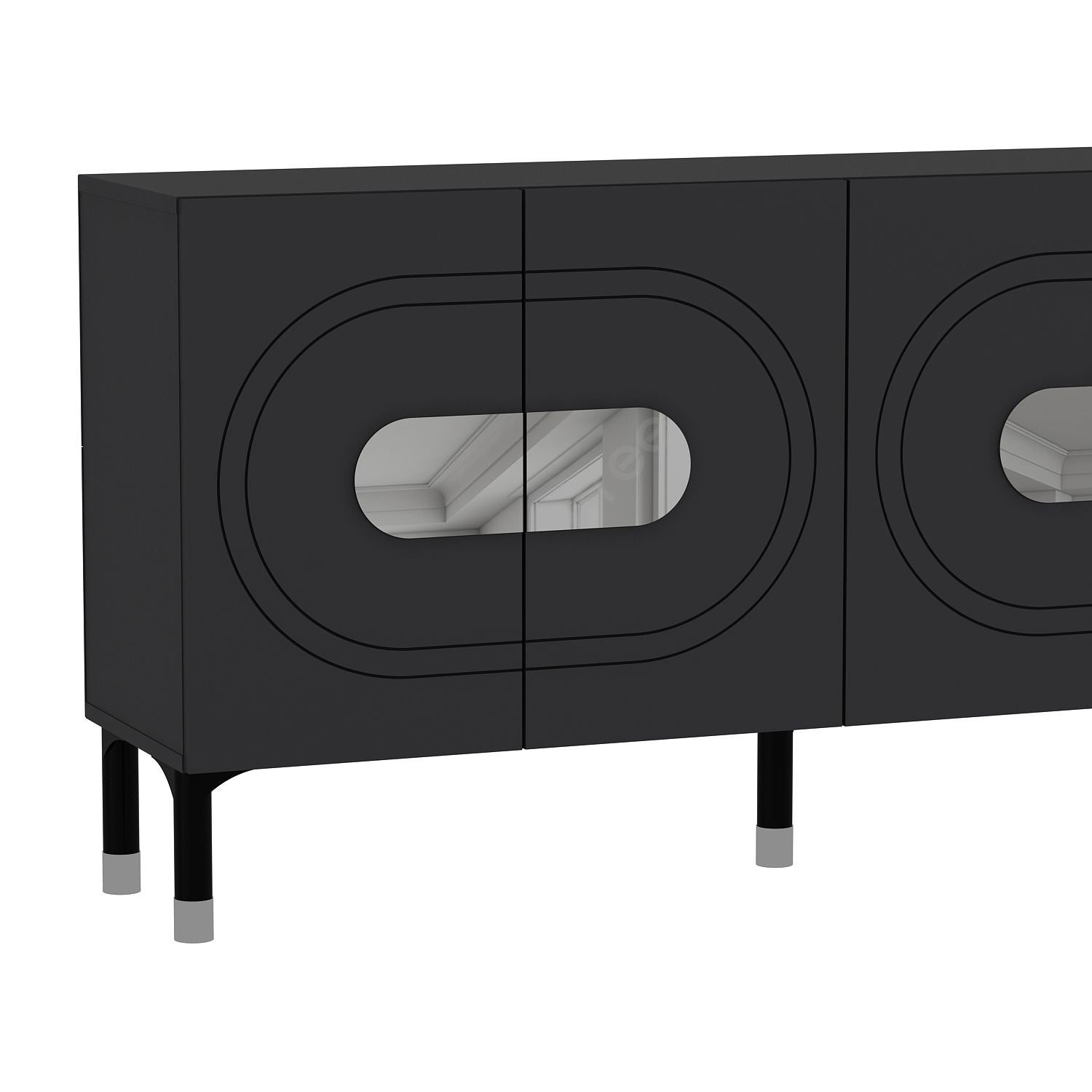 Aparador – 150cm x 75cm x 35cm – Antracite e Prata – MDF