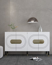 Aparador – 150 cm x 75 cm x 35 cm – Branco e Dourado – Painel de Partículas