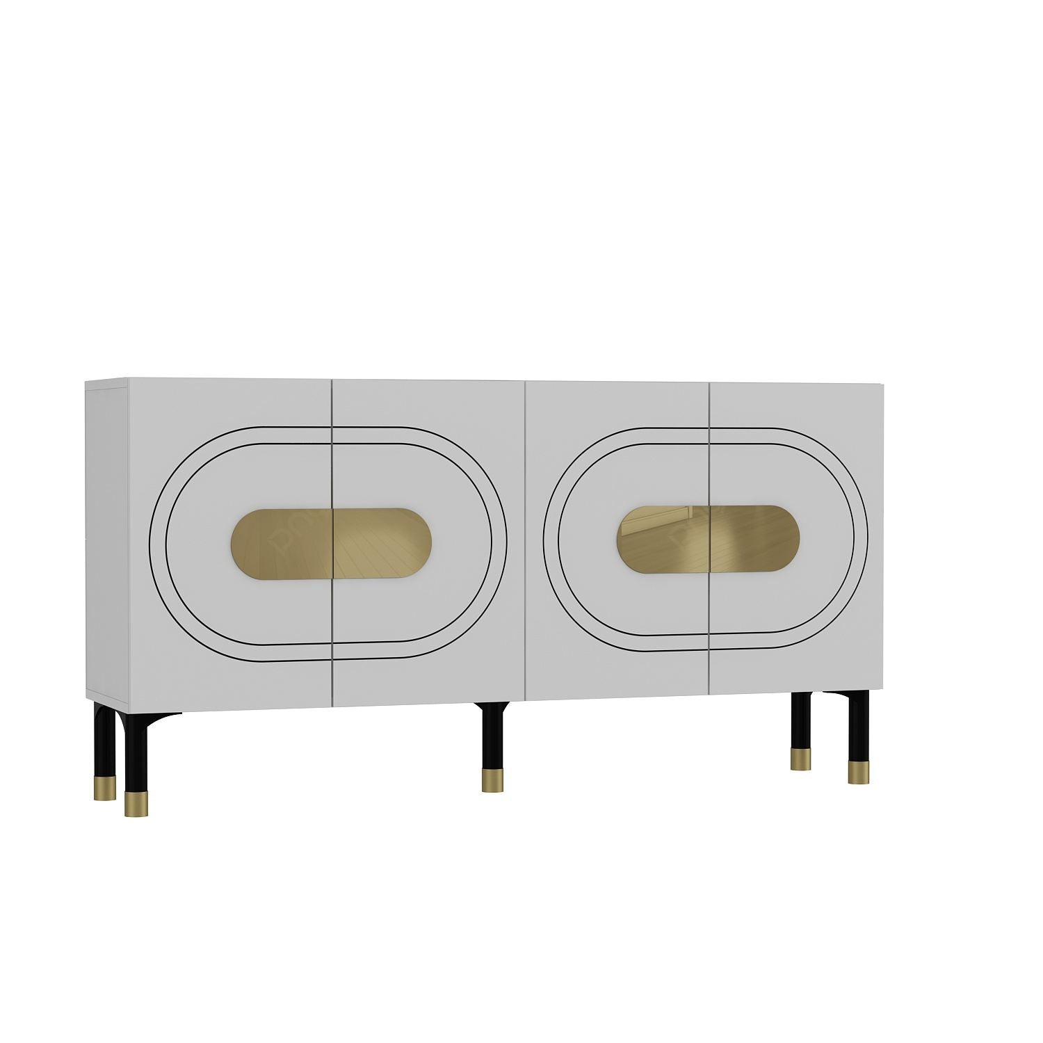 Aparador – 150 cm x 75 cm x 35 cm – Branco e Dourado – Painel de Partículas