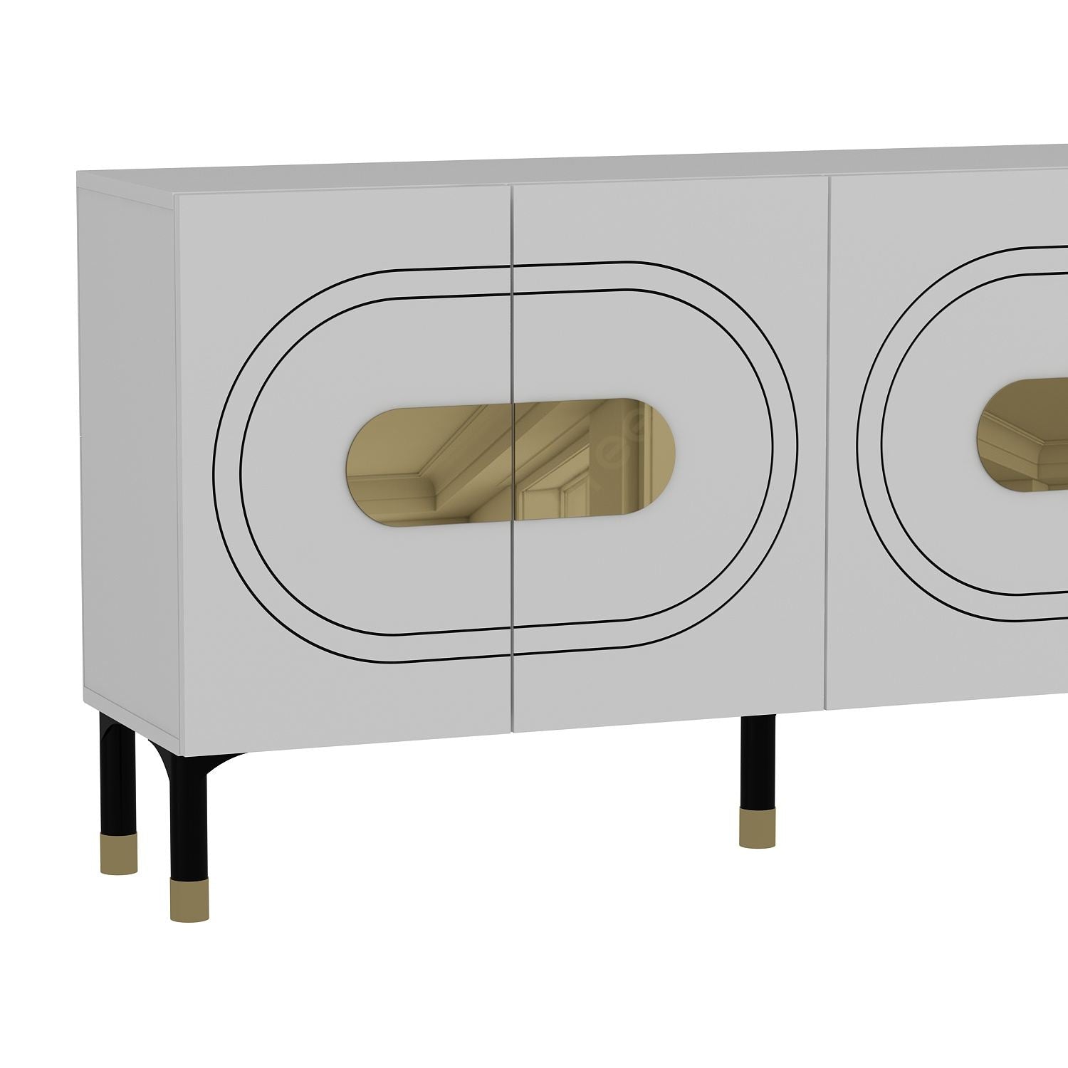 Aparador – 150 cm x 75 cm x 35 cm – Branco e Dourado – Painel de Partículas