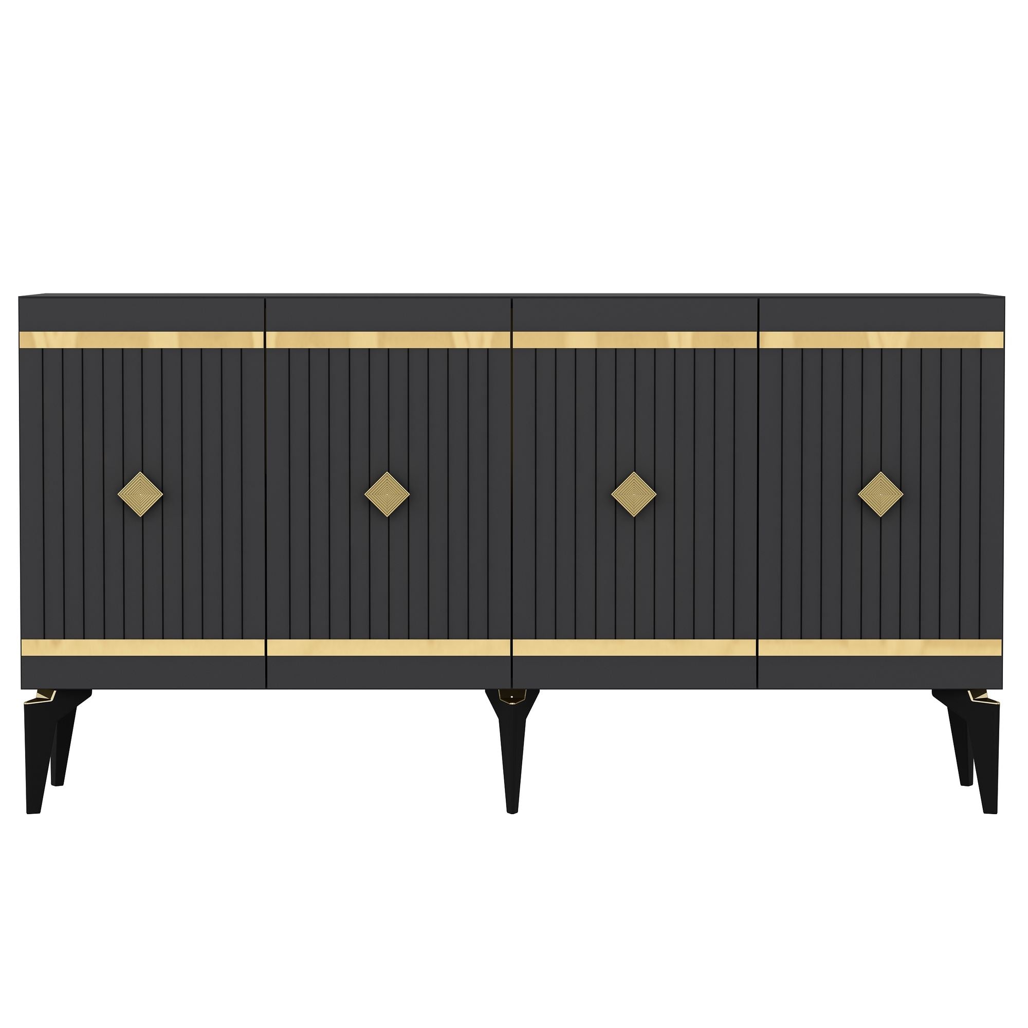 Aparador – 150 cm – Antracite e Ouro – Aglomerado revestido de melamina