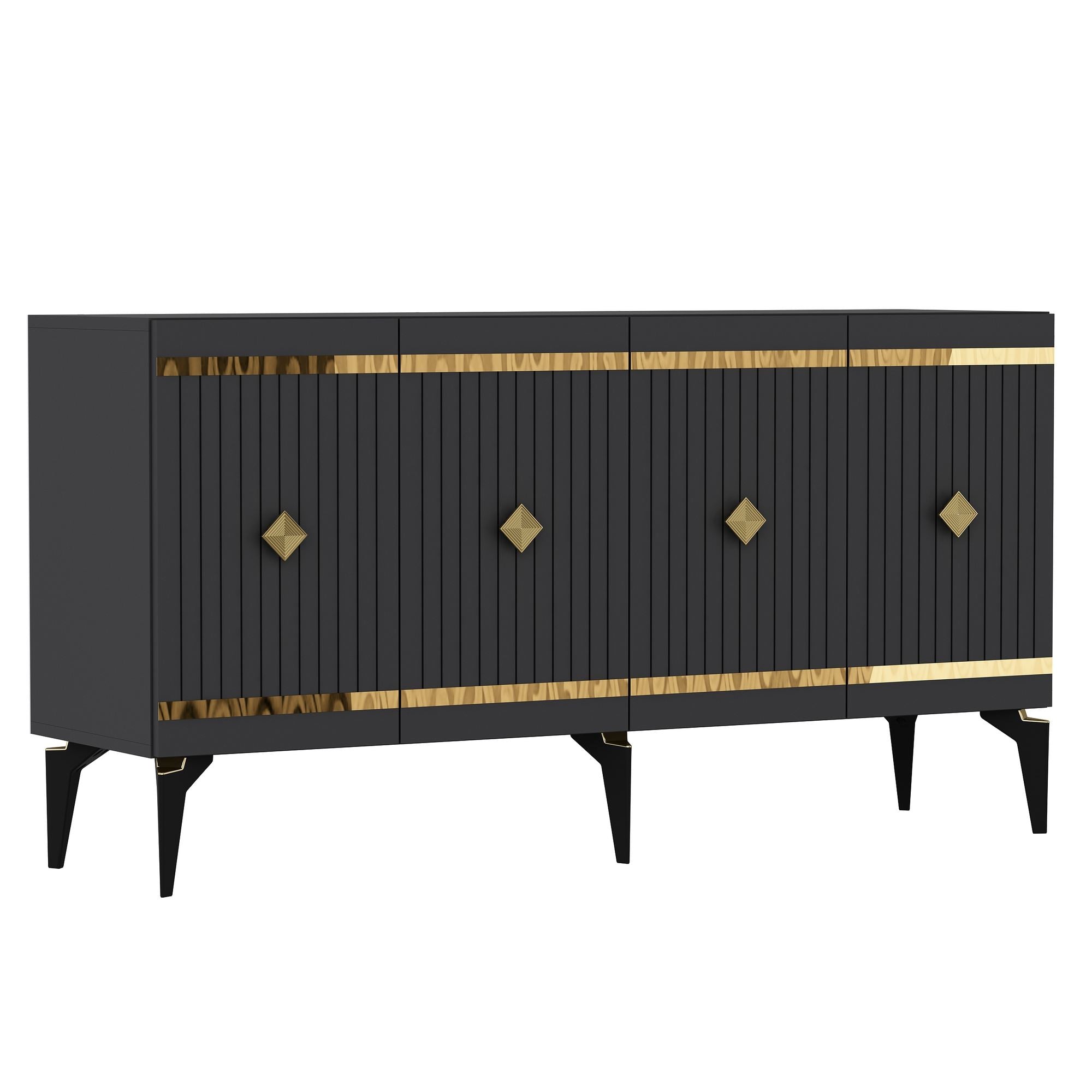 Aparador – 150 cm – Antracite e Ouro – Aglomerado revestido de melamina