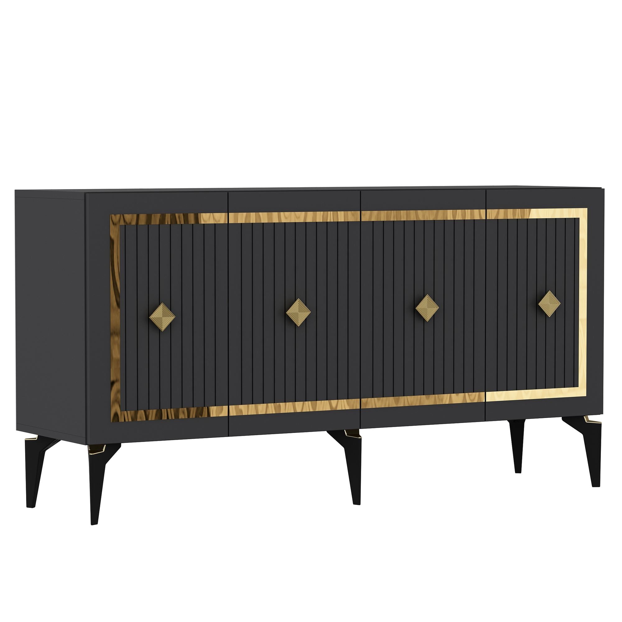 Aparador – 150 cm – Antracite e Ouro – Aglomerado revestido de melamina