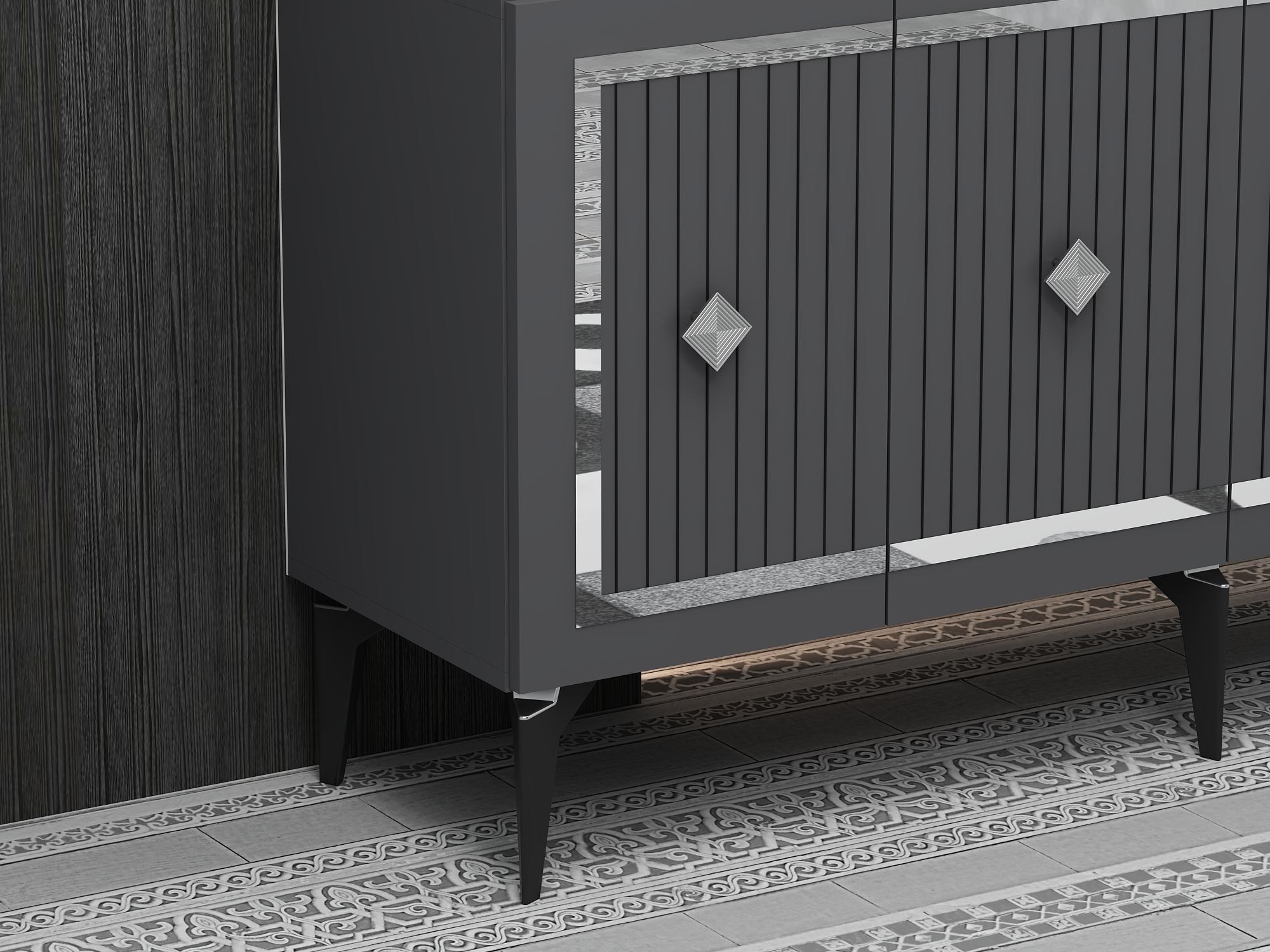 Aparador – 150 cm – Antracite e Prata – Aglomerado