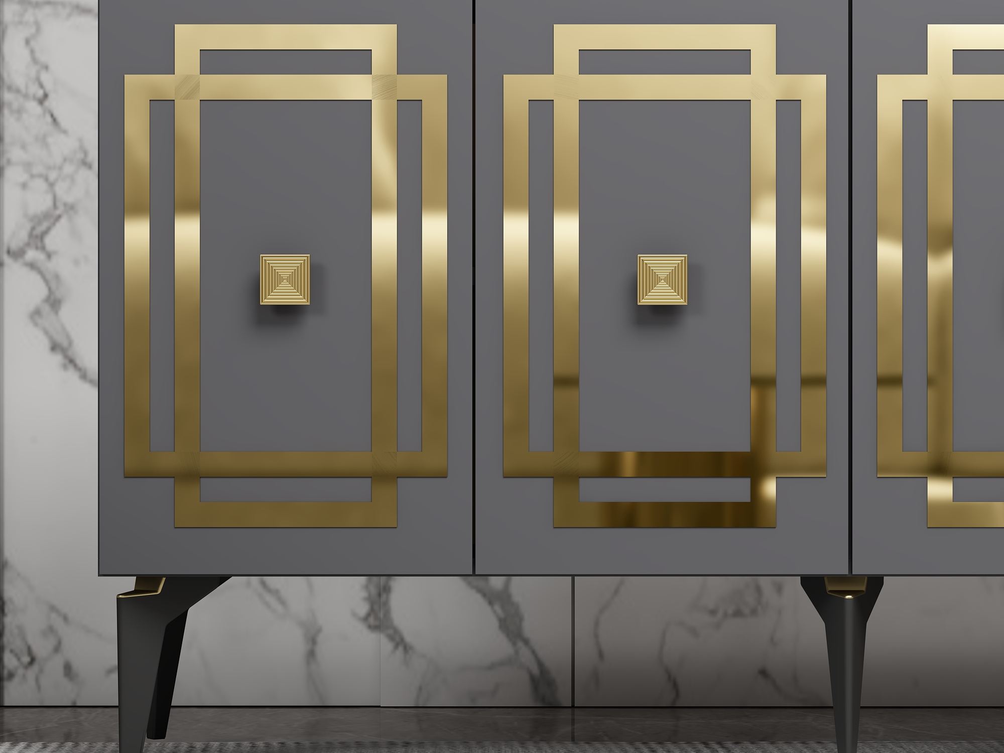 Aparador – 150 cm x 79 cm x 40 cm – Antracite e Ouro – Aglomerado