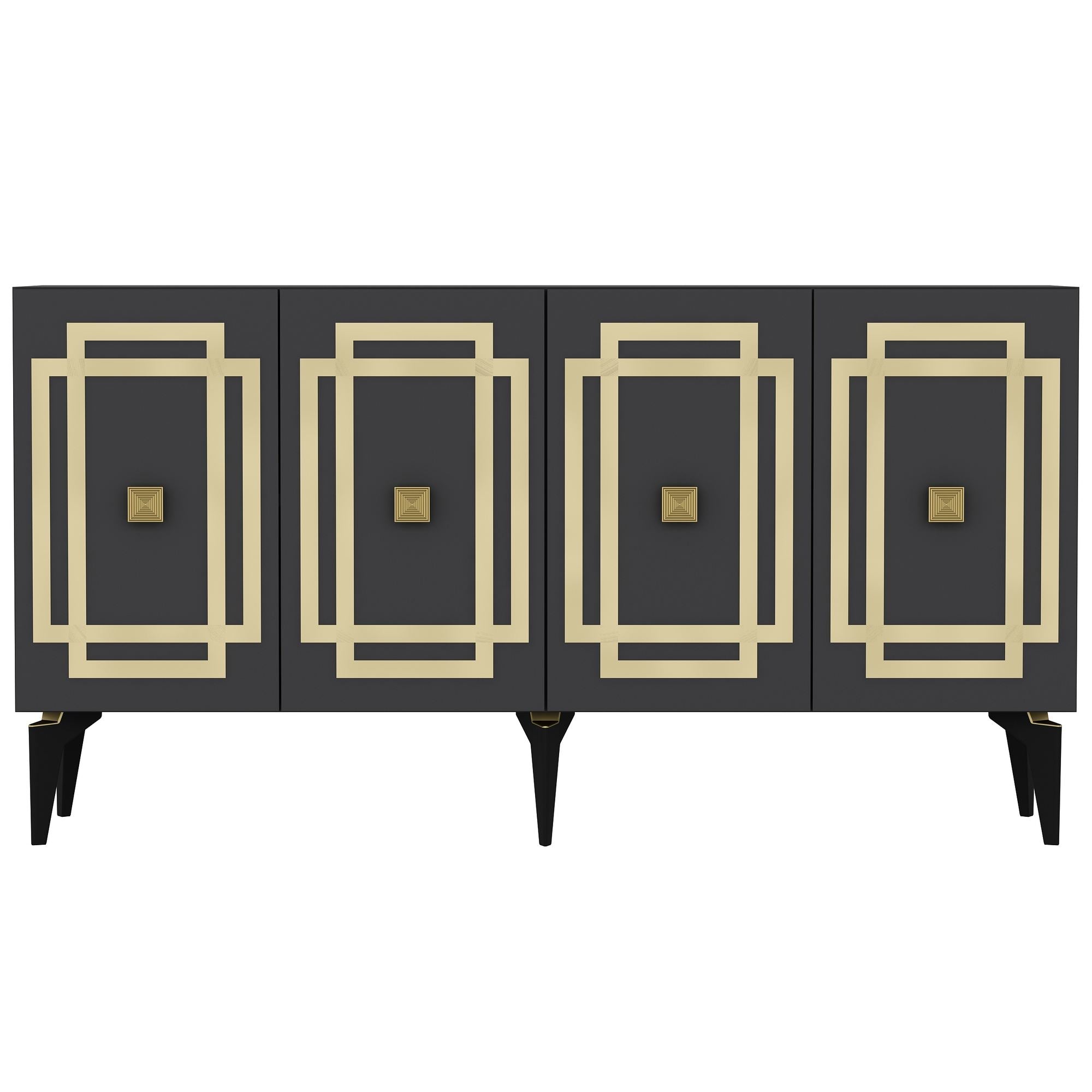Aparador – 150 cm x 79 cm x 40 cm – Antracite e Ouro – Aglomerado
