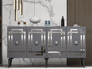 Aparador – 150cm x 79cm x 40cm – Antracite e Prata – Aglomerado