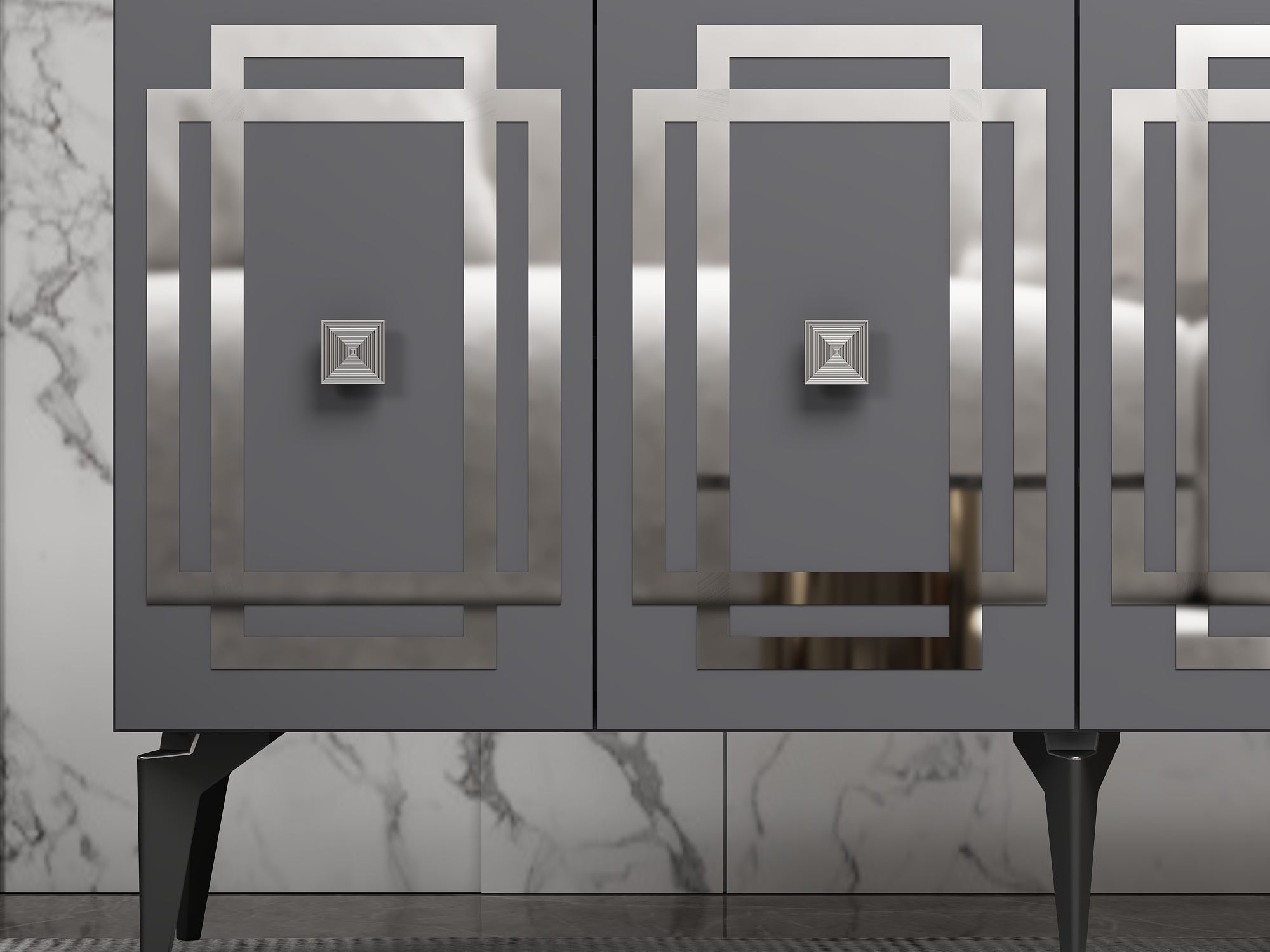 Aparador – 150cm x 79cm x 40cm – Antracite e Prata – Aglomerado