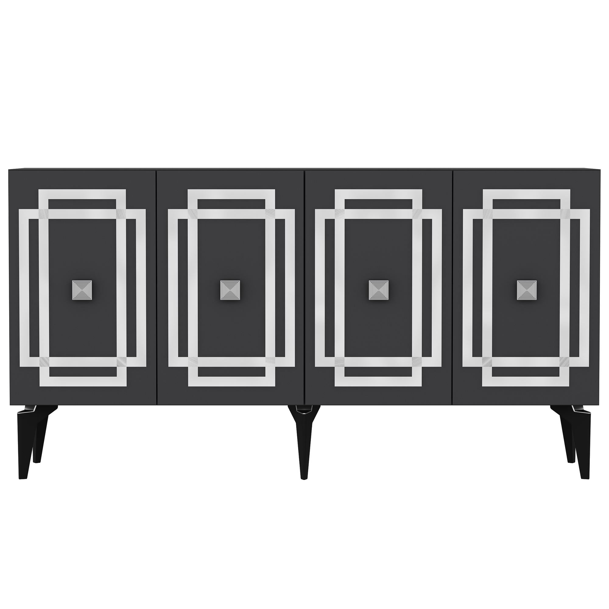 Aparador – 150cm x 79cm x 40cm – Antracite e Prata – Aglomerado