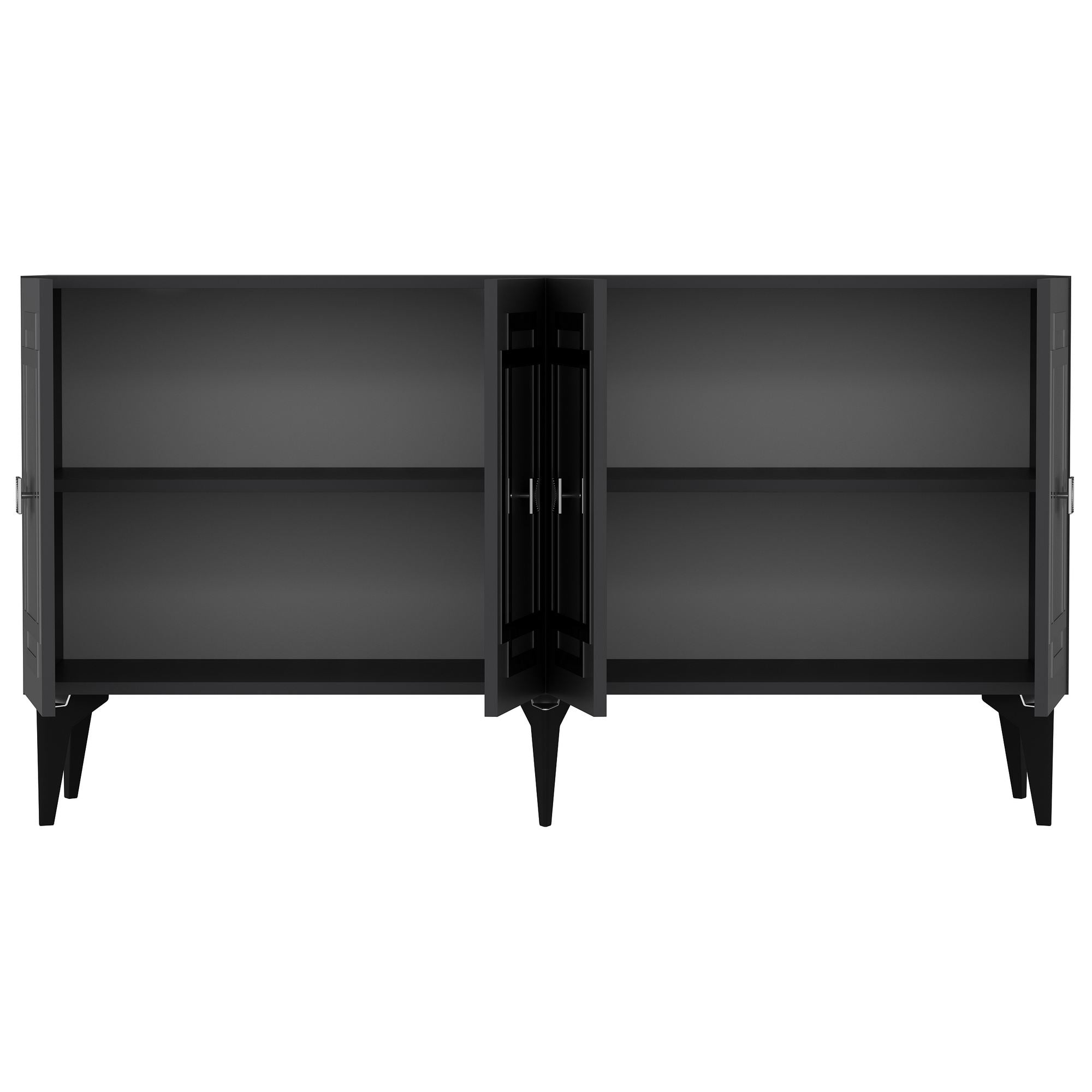 Aparador – 150cm x 79cm x 40cm – Antracite e Prata – Aglomerado