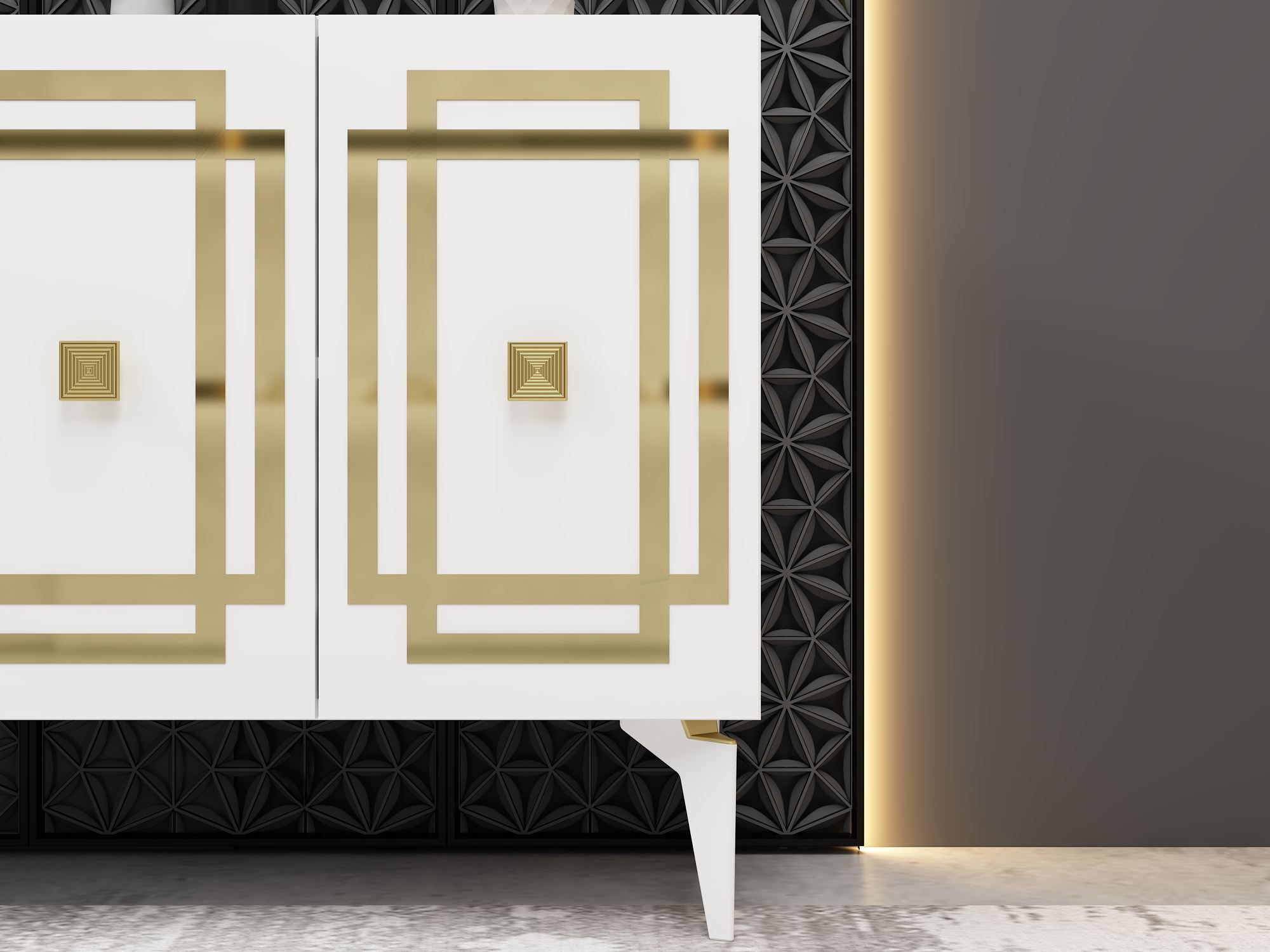 Aparador – 150 cm x 79 cm x 40 cm – Branco e Dourado – Aglomerado