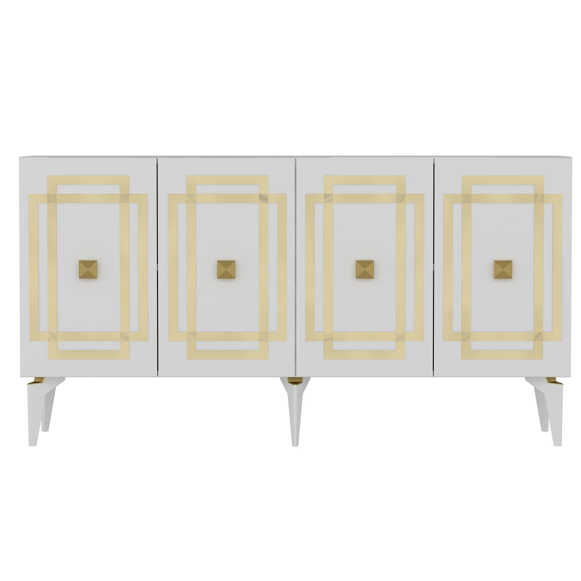Aparador – 150 cm x 79 cm x 40 cm – Branco e Dourado – Aglomerado