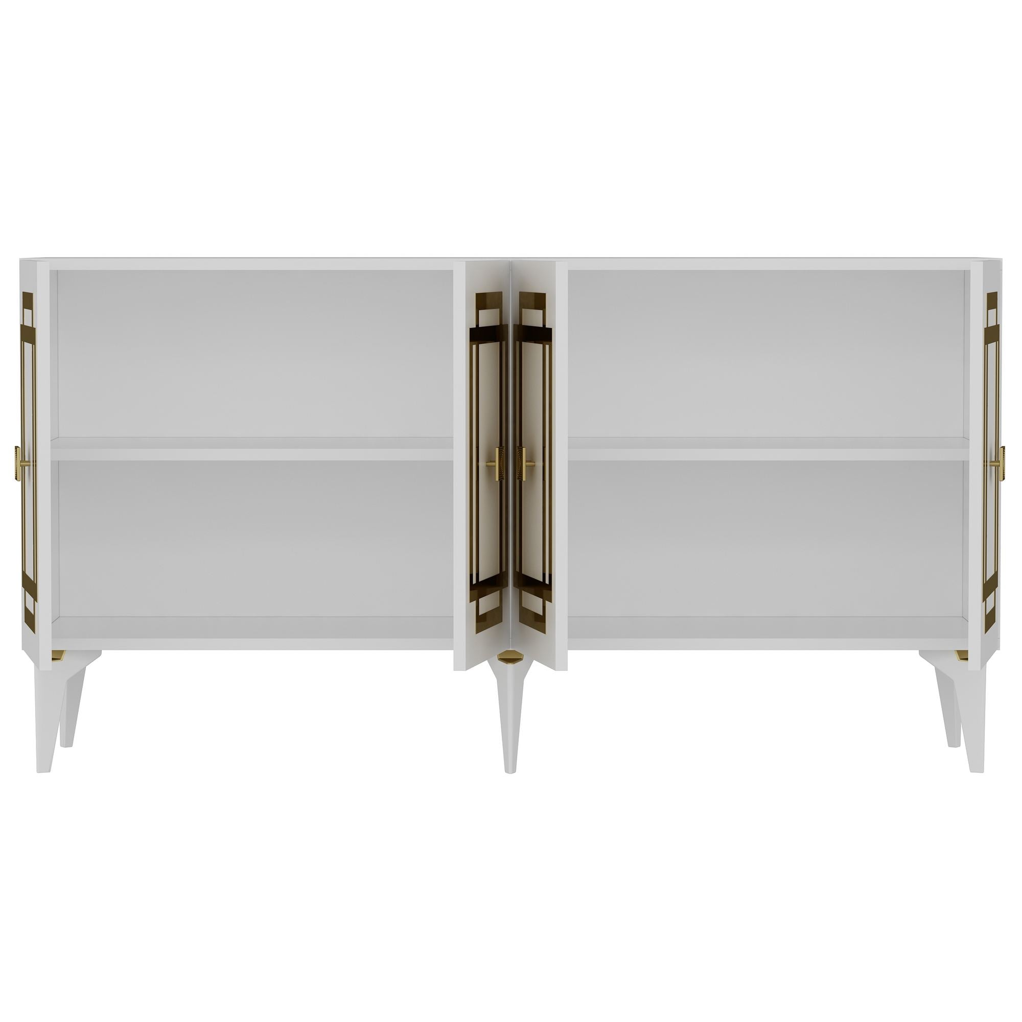 Aparador – 150 cm x 79 cm x 40 cm – Branco e Dourado – Aglomerado