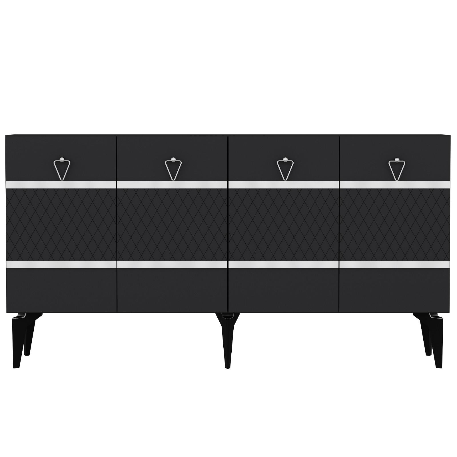 Aparador – 150cm x 79cm x 40cm – Antracite e Prata – Aglomerado