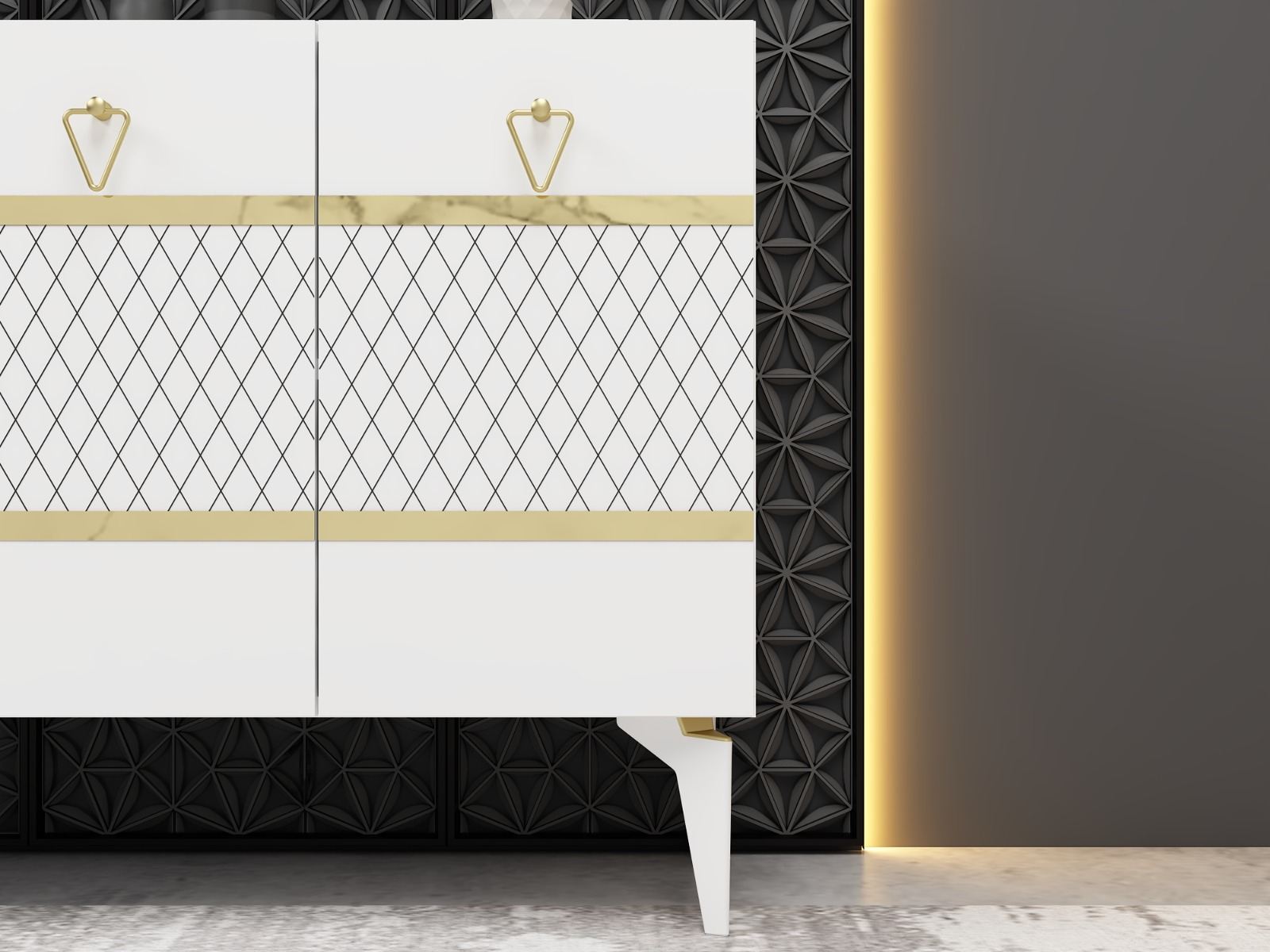 Aparador – 150 cm x 79 cm x 40 cm – Branco e Dourado – Aglomerado