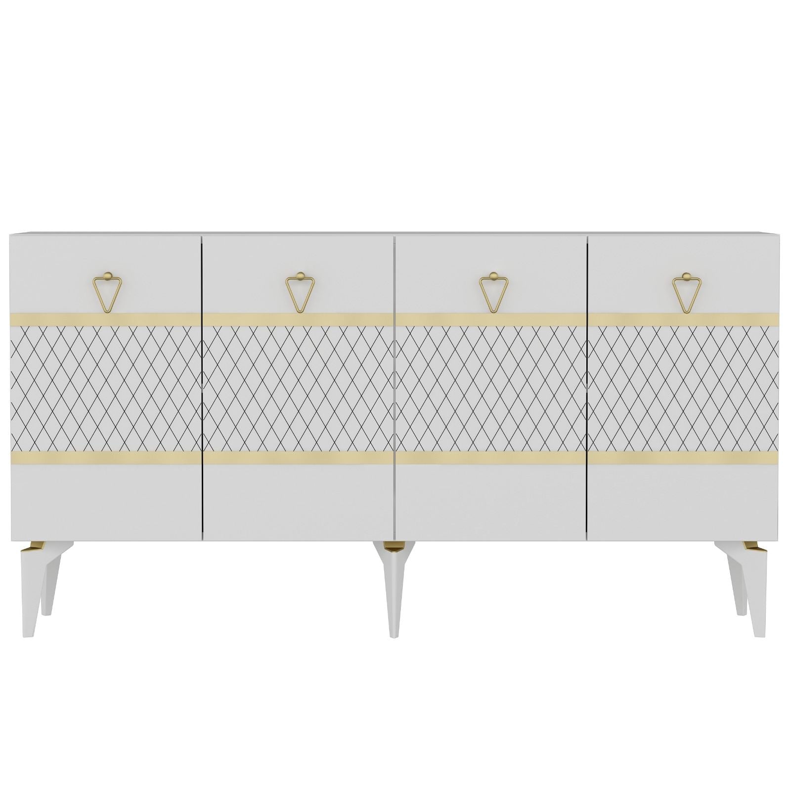 Aparador – 150 cm x 79 cm x 40 cm – Branco e Dourado – Aglomerado