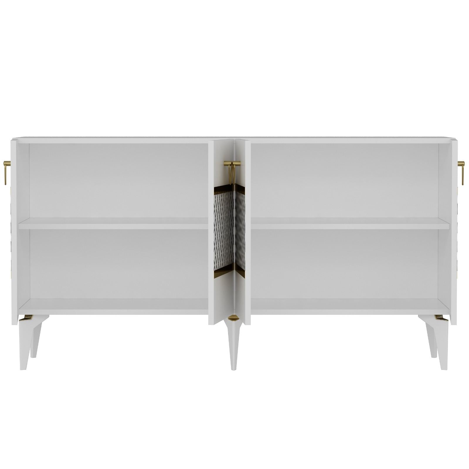 Aparador – 150 cm x 79 cm x 40 cm – Branco e Dourado – Aglomerado