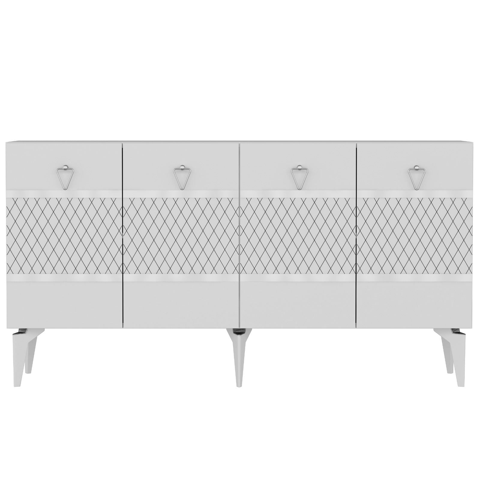 Aparador – 150 cm – Branco e Prata – Aglomerado