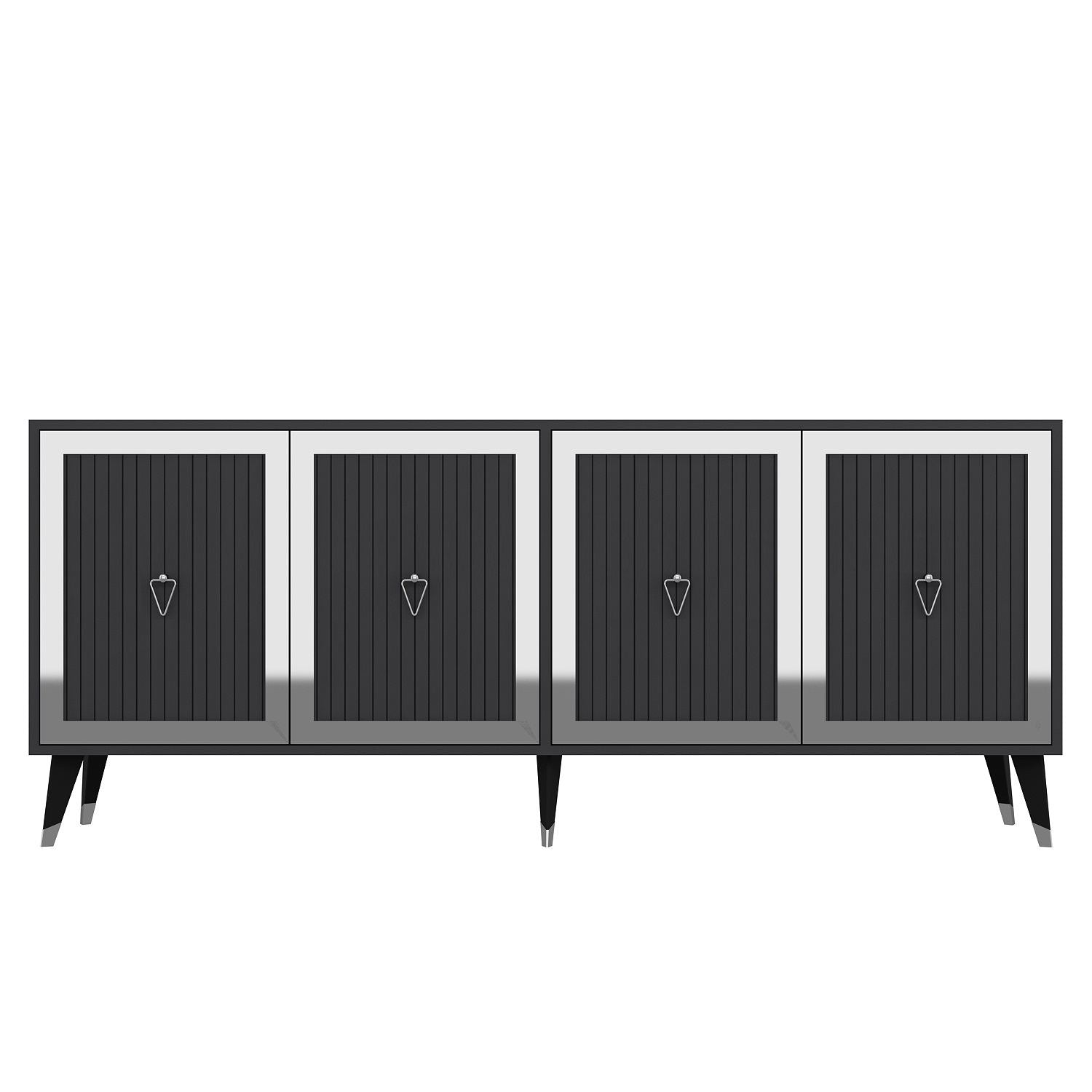 Aparador – 180 cm x 78,6 cm x 35 cm – Antracite e Prata – Painel de Partículas Revestido de Melamina