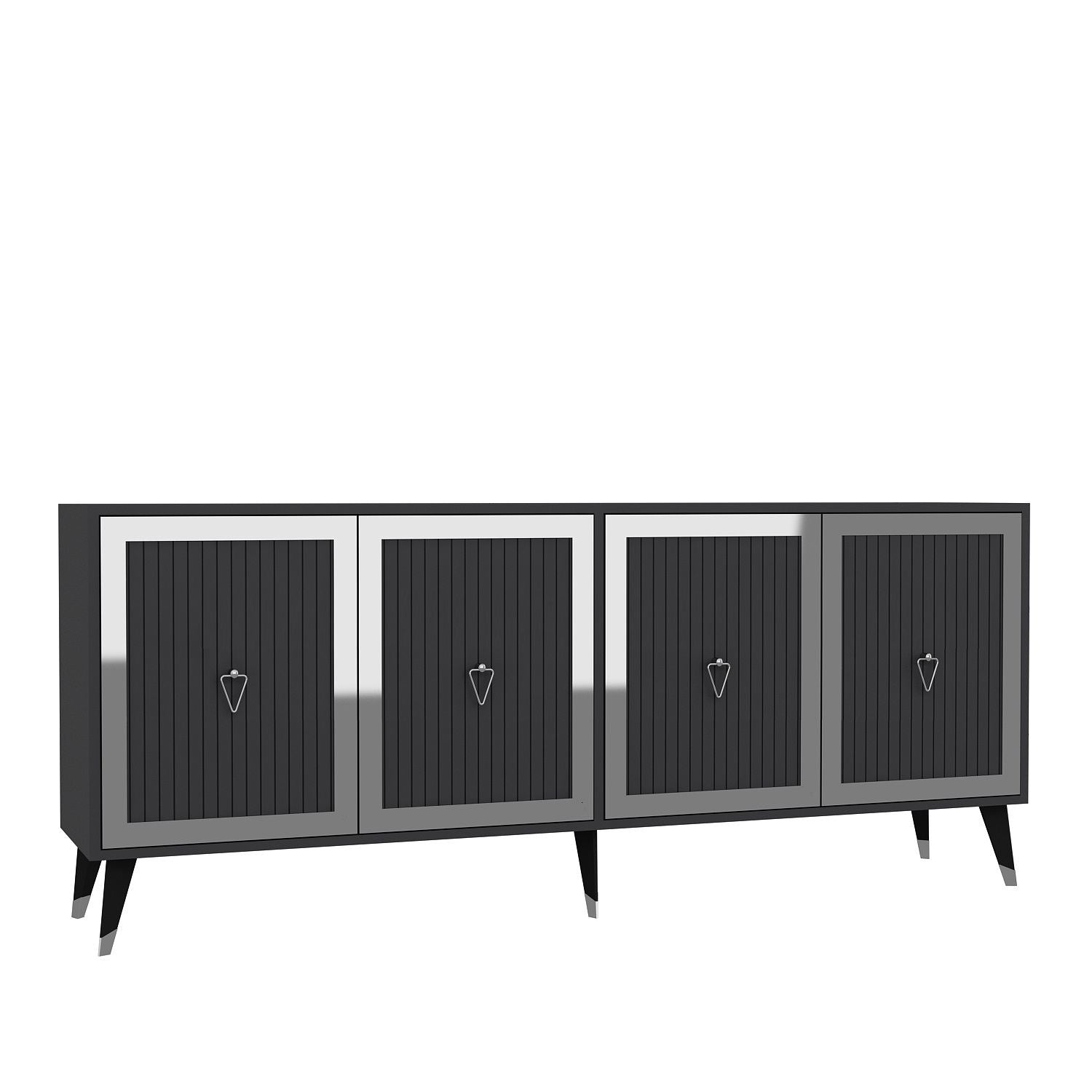 Aparador – 180 cm x 78,6 cm x 35 cm – Antracite e Prata – Painel de Partículas Revestido de Melamina