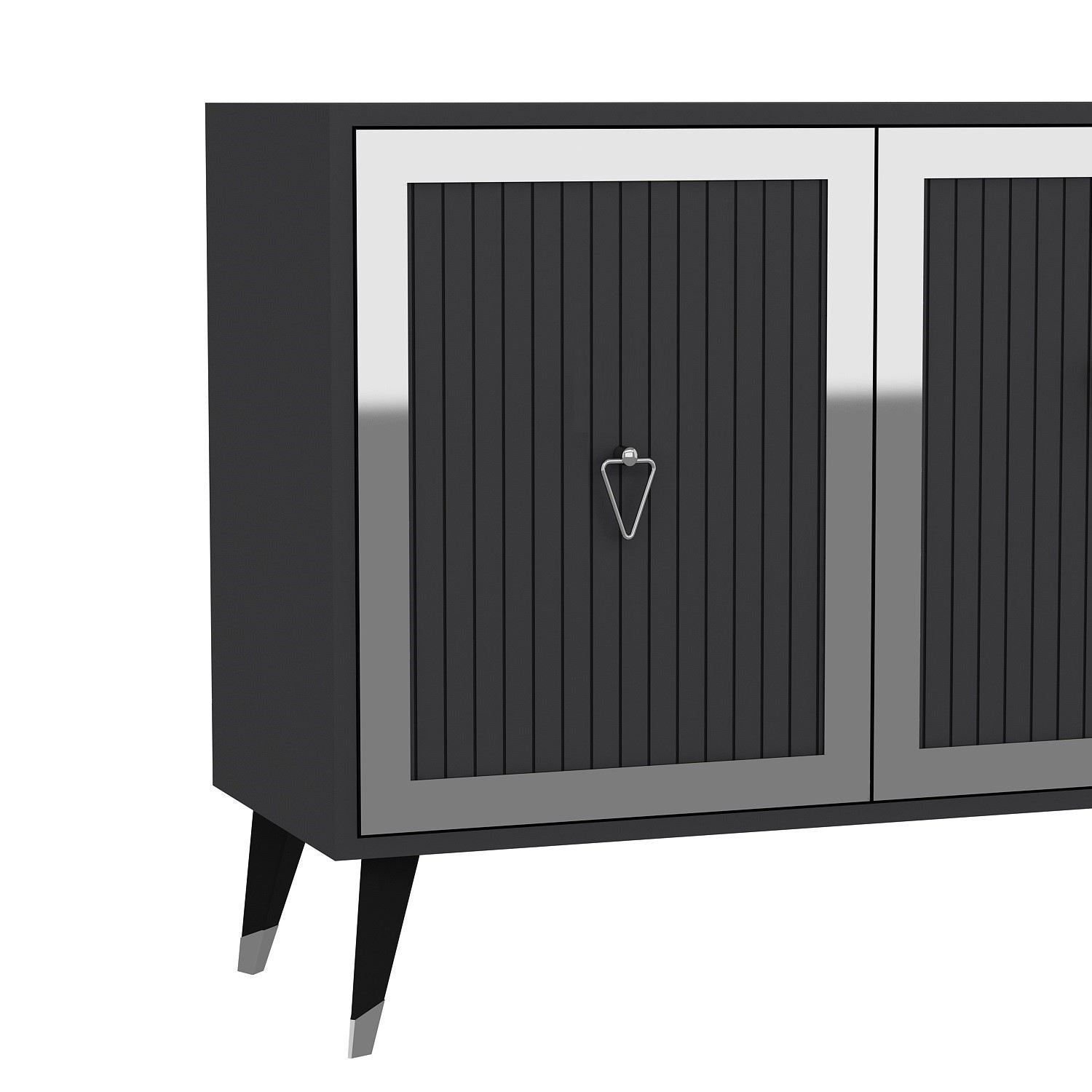 Aparador – 180 cm x 78,6 cm x 35 cm – Antracite e Prata – Painel de Partículas Revestido de Melamina
