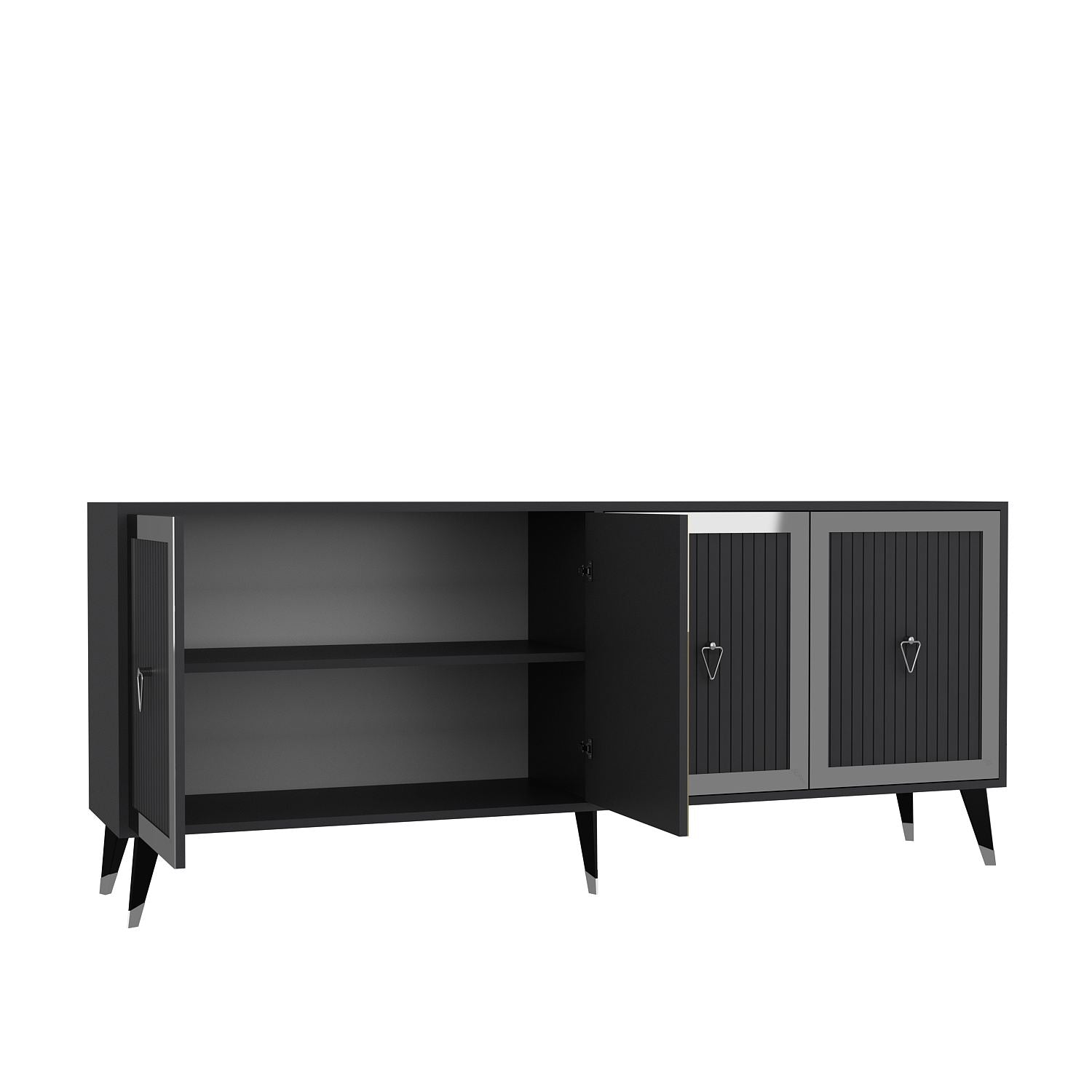 Aparador – 180 cm x 78,6 cm x 35 cm – Antracite e Prata – Painel de Partículas Revestido de Melamina