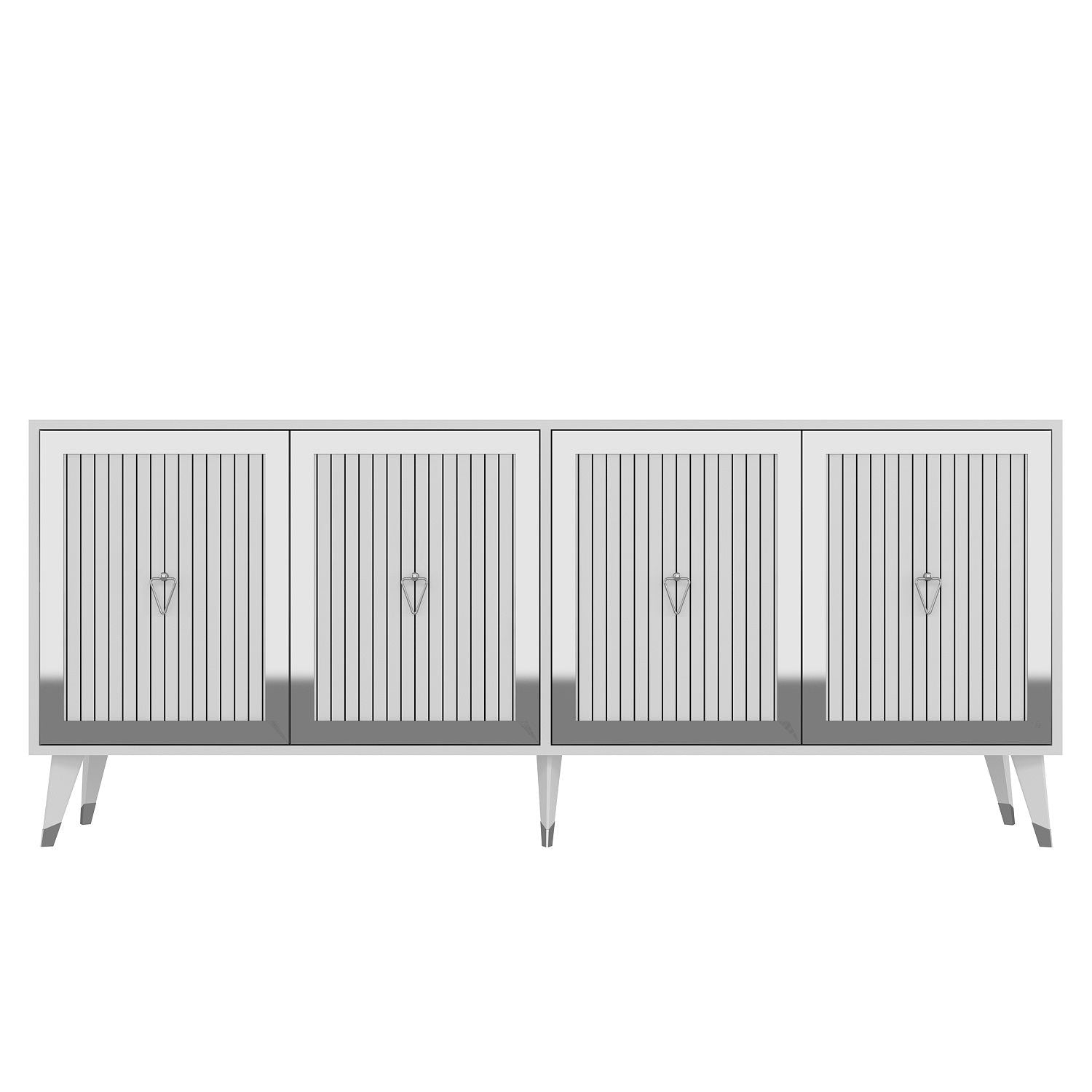 Aparador – 180 cm x 78,6 cm x 35 cm – Branco e Prata – Painel de partículas revestido de melamina