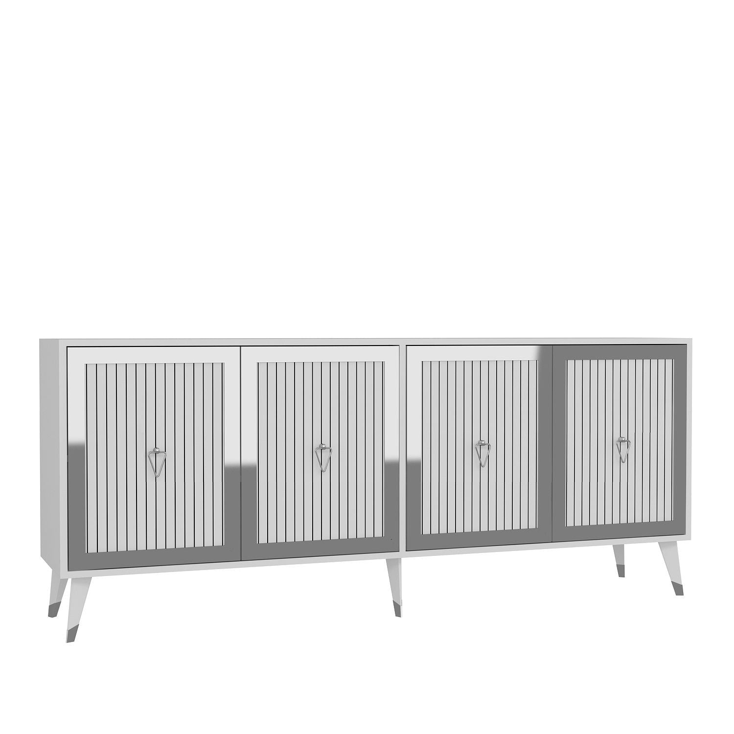 Aparador – 180 cm x 78,6 cm x 35 cm – Branco e Prata – Painel de partículas revestido de melamina