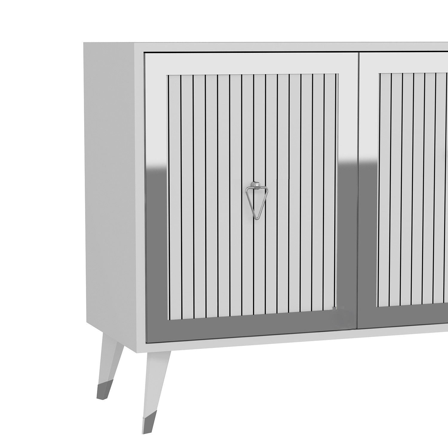Aparador – 180 cm x 78,6 cm x 35 cm – Branco e Prata – Painel de partículas revestido de melamina