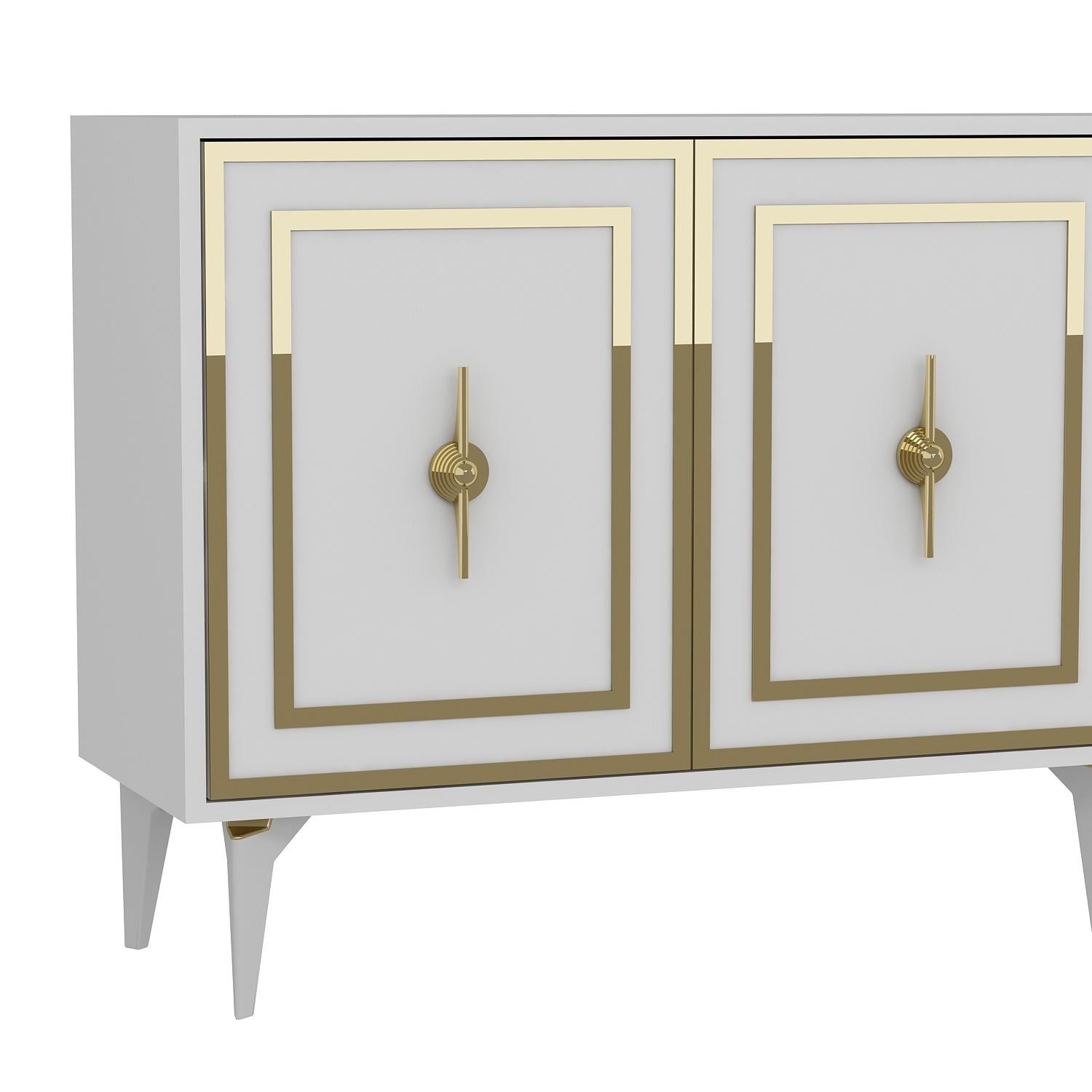 Aparador – 180cm x 78.6cm x 35cm – Branco e Dourado – Aglomerado