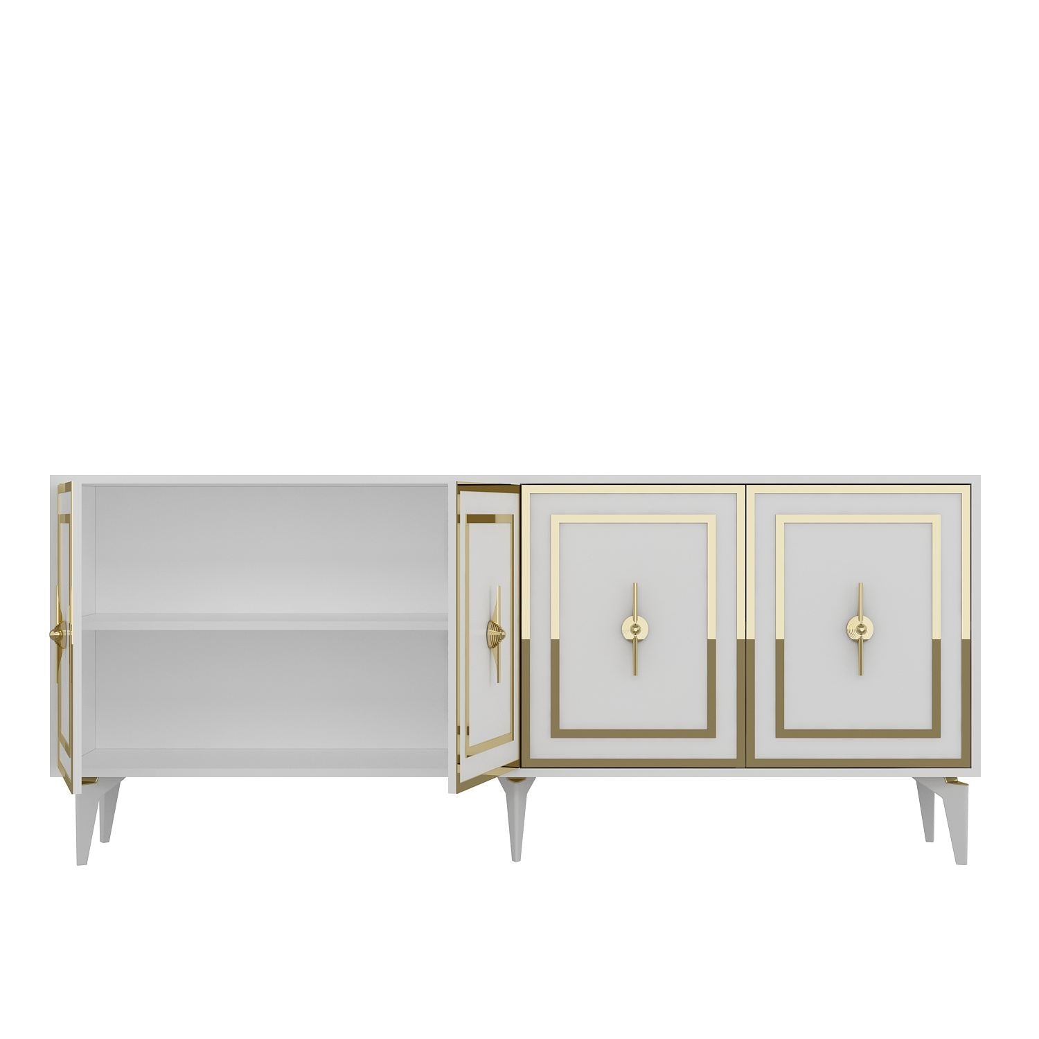 Aparador – 180cm x 78.6cm x 35cm – Branco e Dourado – Aglomerado