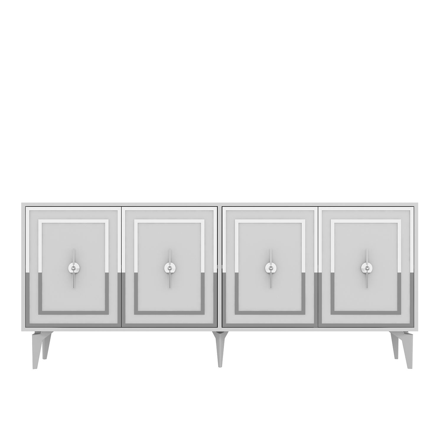 Aparador – 180 cm x 78,6 cm x 35 cm – Branco e Prata – Painel de partículas revestido de melamina