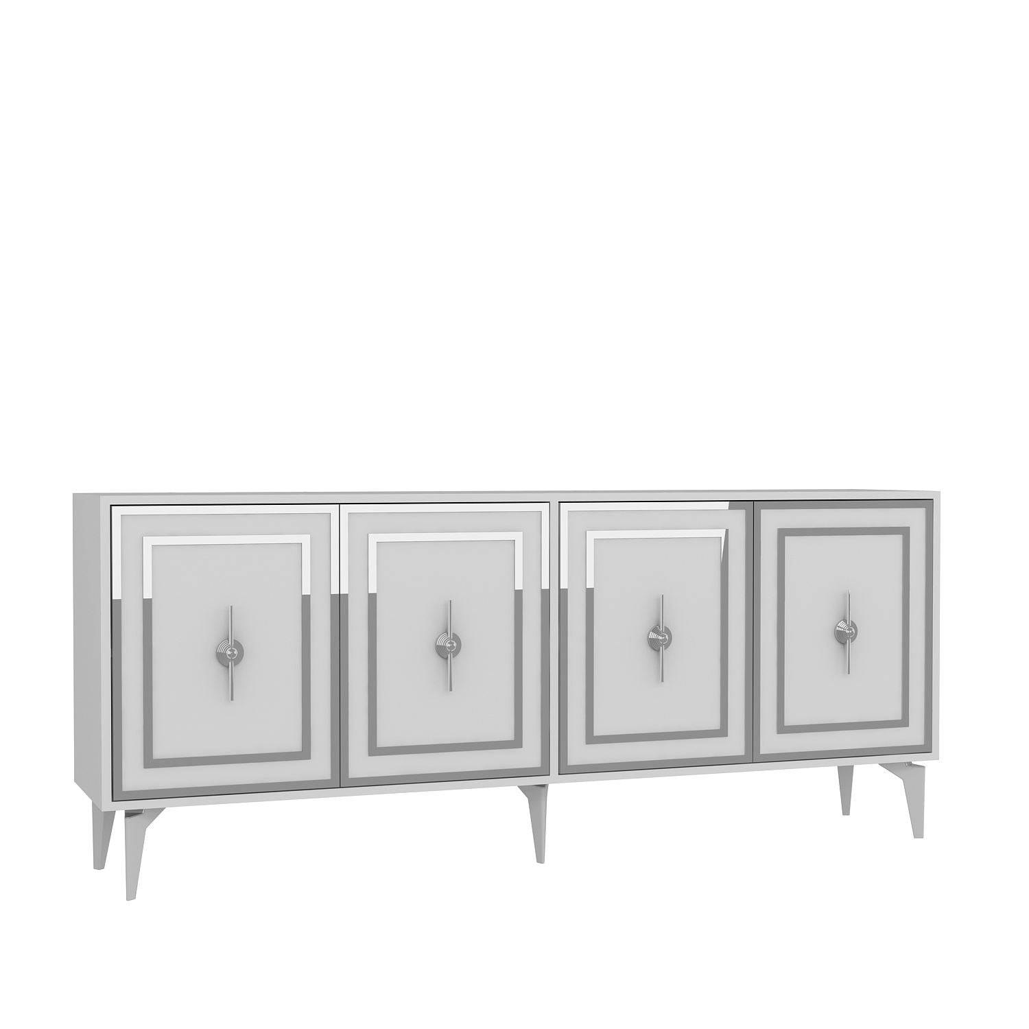 Aparador – 180 cm x 78,6 cm x 35 cm – Branco e Prata – Painel de partículas revestido de melamina