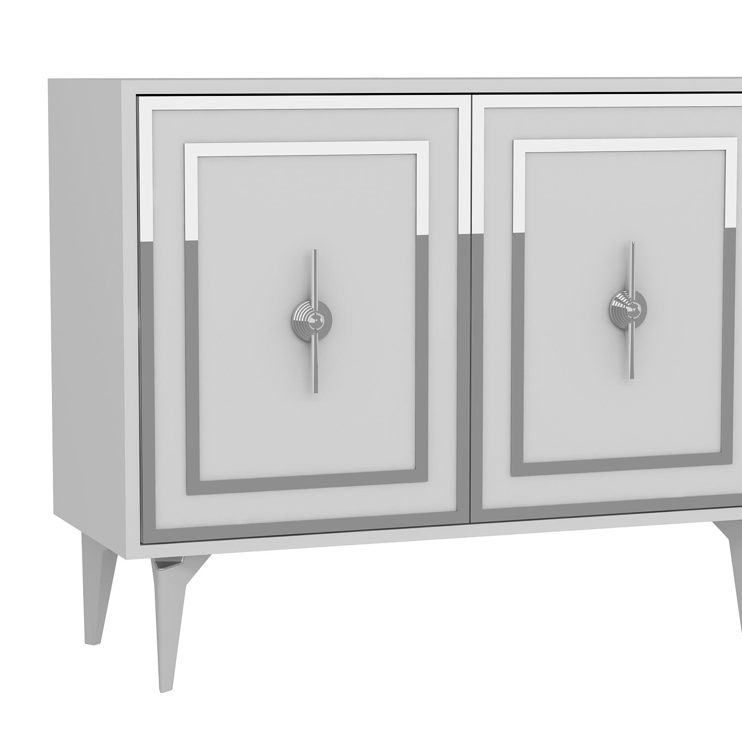 Aparador – 180 cm x 78,6 cm x 35 cm – Branco e Prata – Painel de partículas revestido de melamina