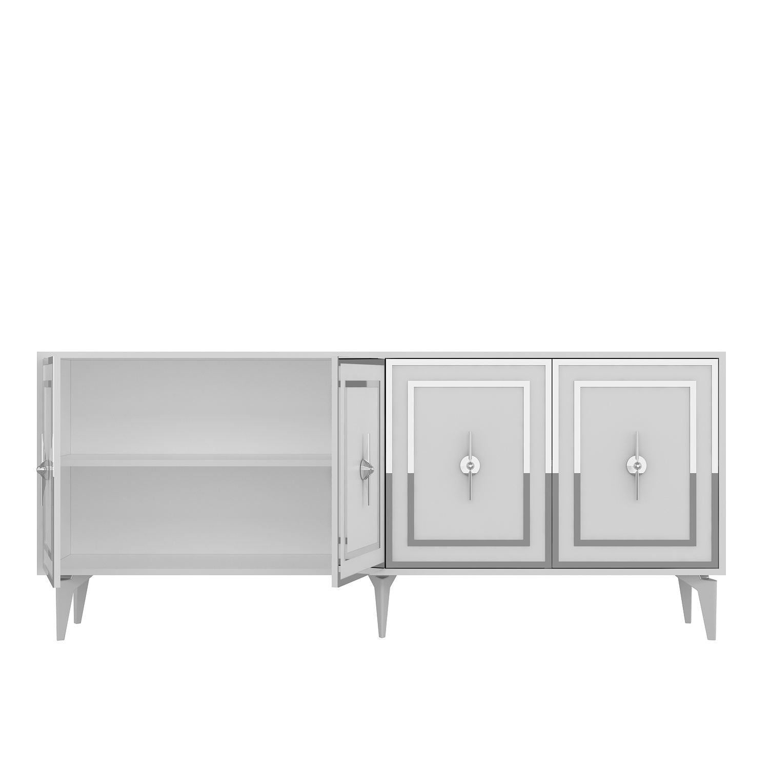 Aparador – 180 cm x 78,6 cm x 35 cm – Branco e Prata – Painel de partículas revestido de melamina