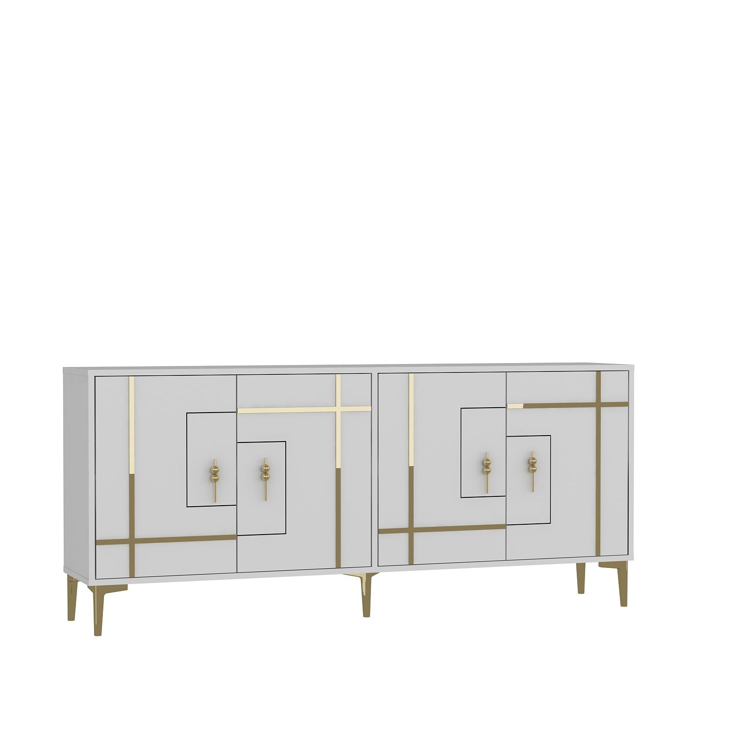 Aparador – 180cm x 78.6cm x 35cm – Branco e Dourado – MDF revestido de melamina