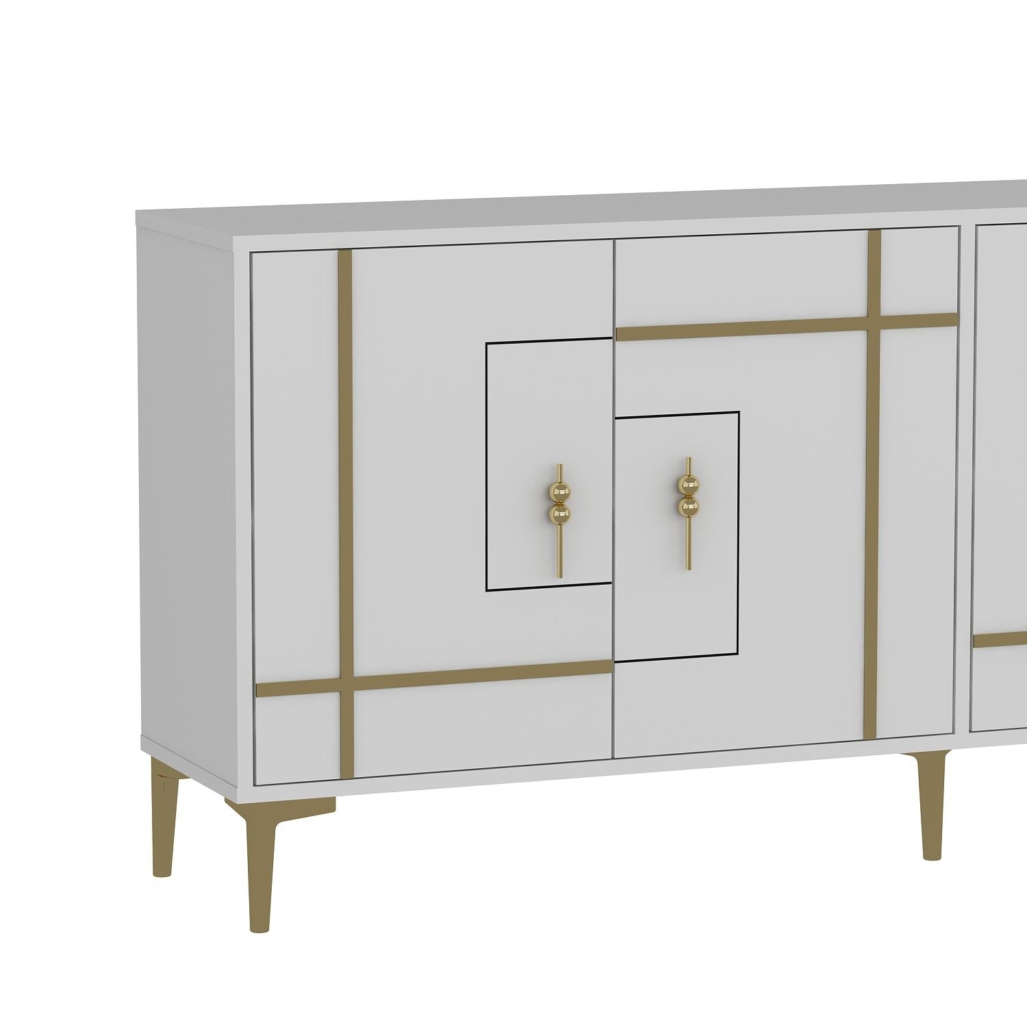 Aparador – 180cm x 78.6cm x 35cm – Branco e Dourado – MDF revestido de melamina