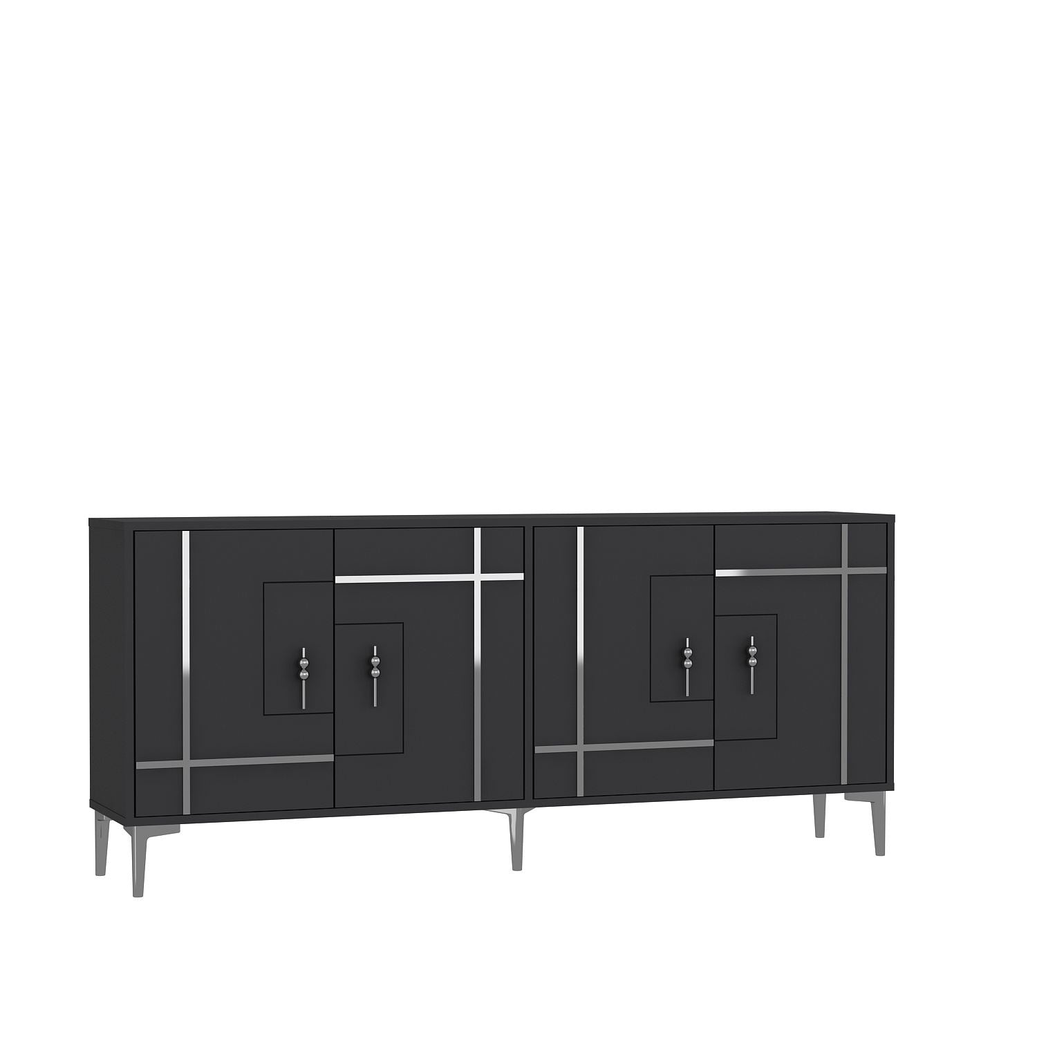Aparador de Aglomerado – 180 cm x 78,6 cm x 35 cm – Antracite e Prata